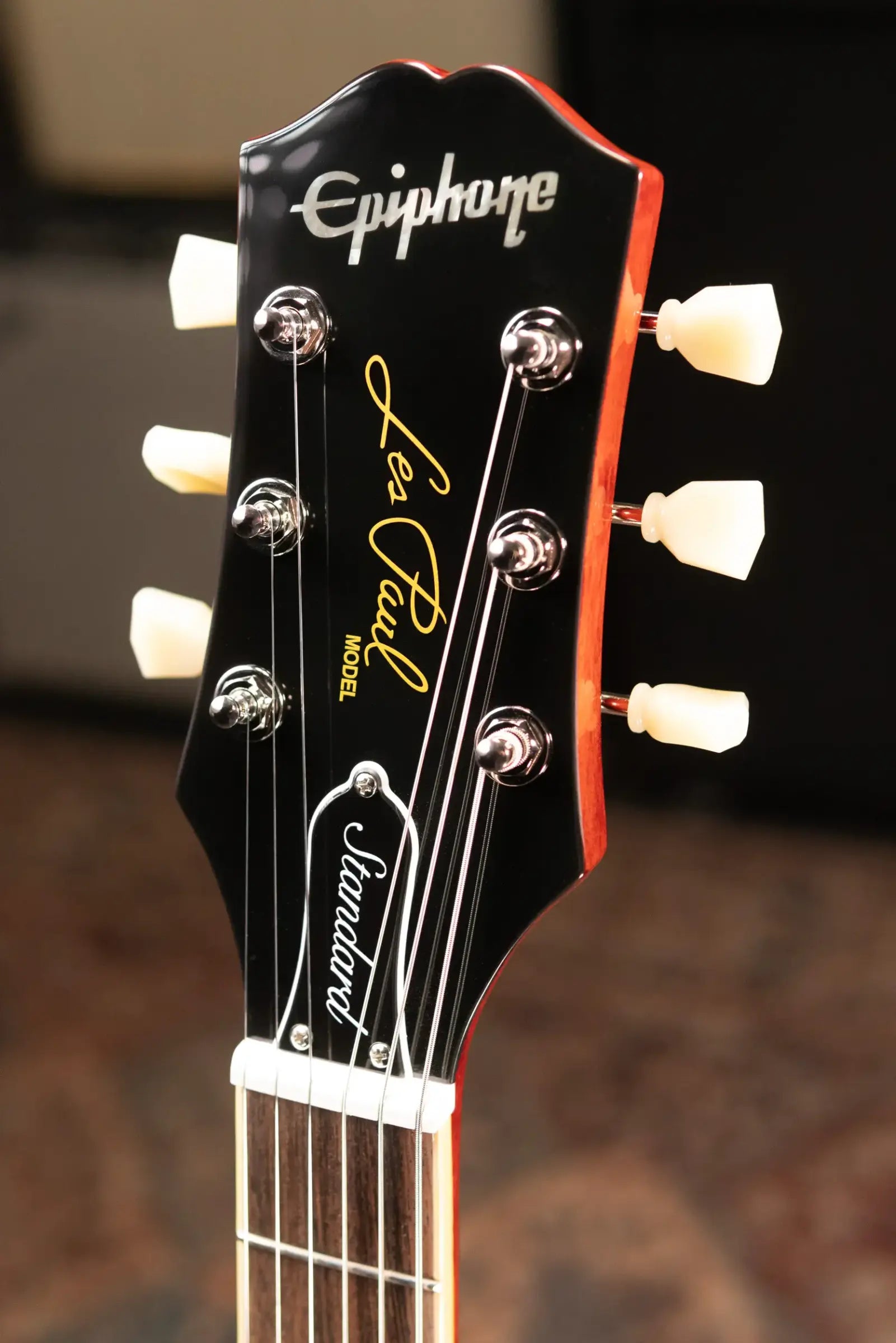 Epiphone Les Paul Standard 50s Figured Left Handed Electric Guitar - Washed Cherry Sunburst with Gig Bag