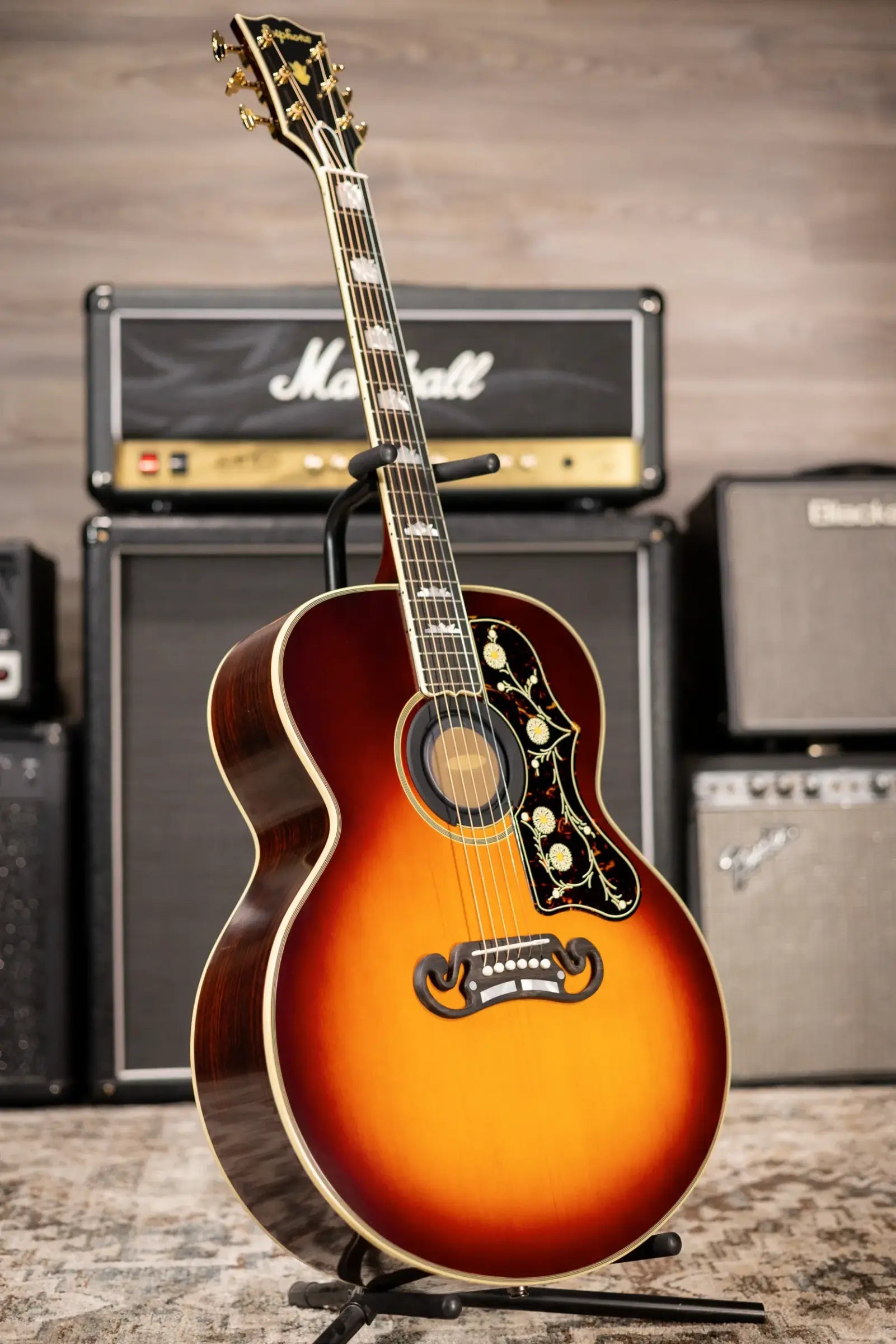 Epiphone Pre-War SJ-200 Rosewood Reissue Acoustic/Electric Guitar - Vintage Sunburst with Hardshell Case