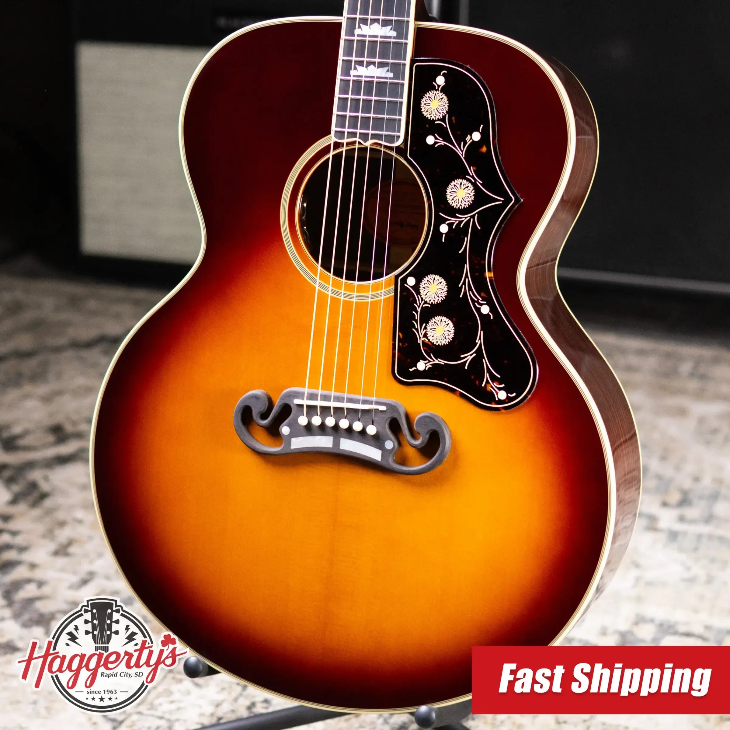 Epiphone Pre-War SJ-200 Rosewood Reissue Acoustic/Electric Guitar - Vintage Sunburst with Hardshell Case - Floor Model