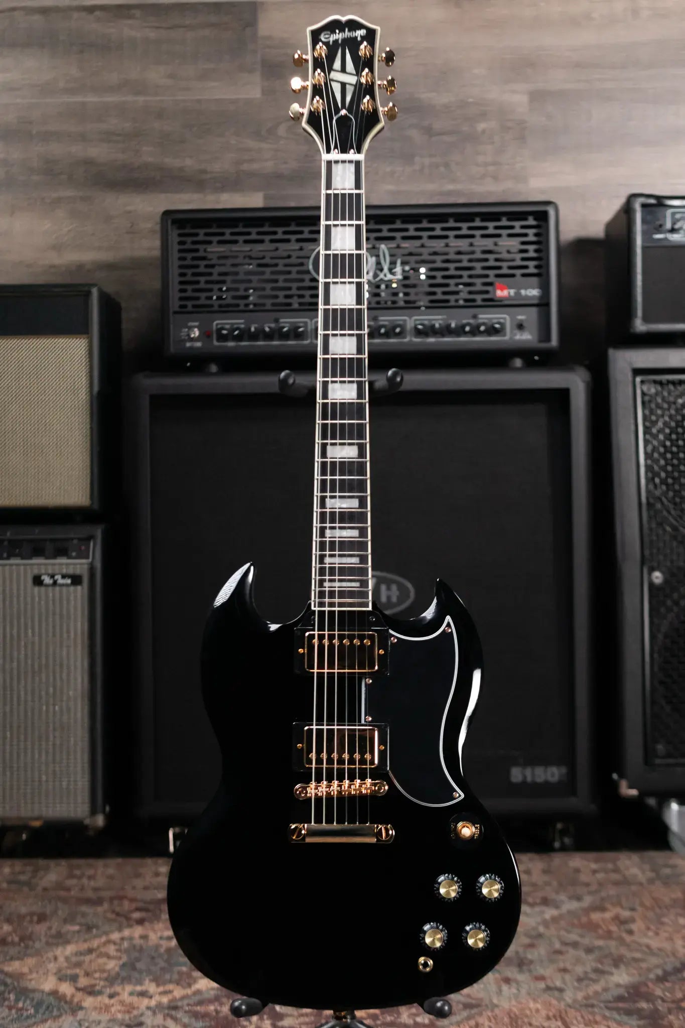Epiphone SG Custom Electric Guitar - Ebony with Gig Bag
