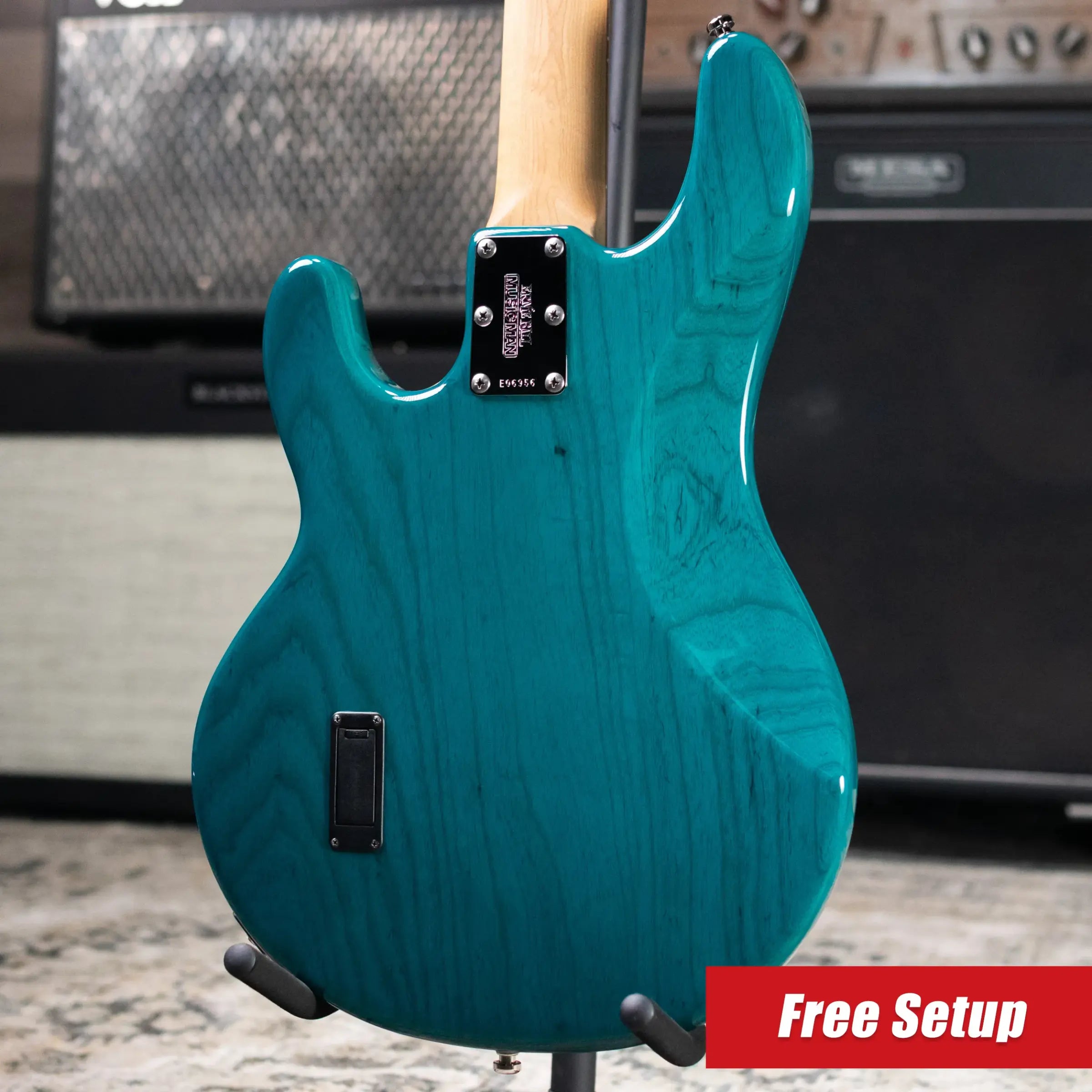 Ernie Ball Music Man StingRay 4 H Fretless Bass Translucent Teal - Used