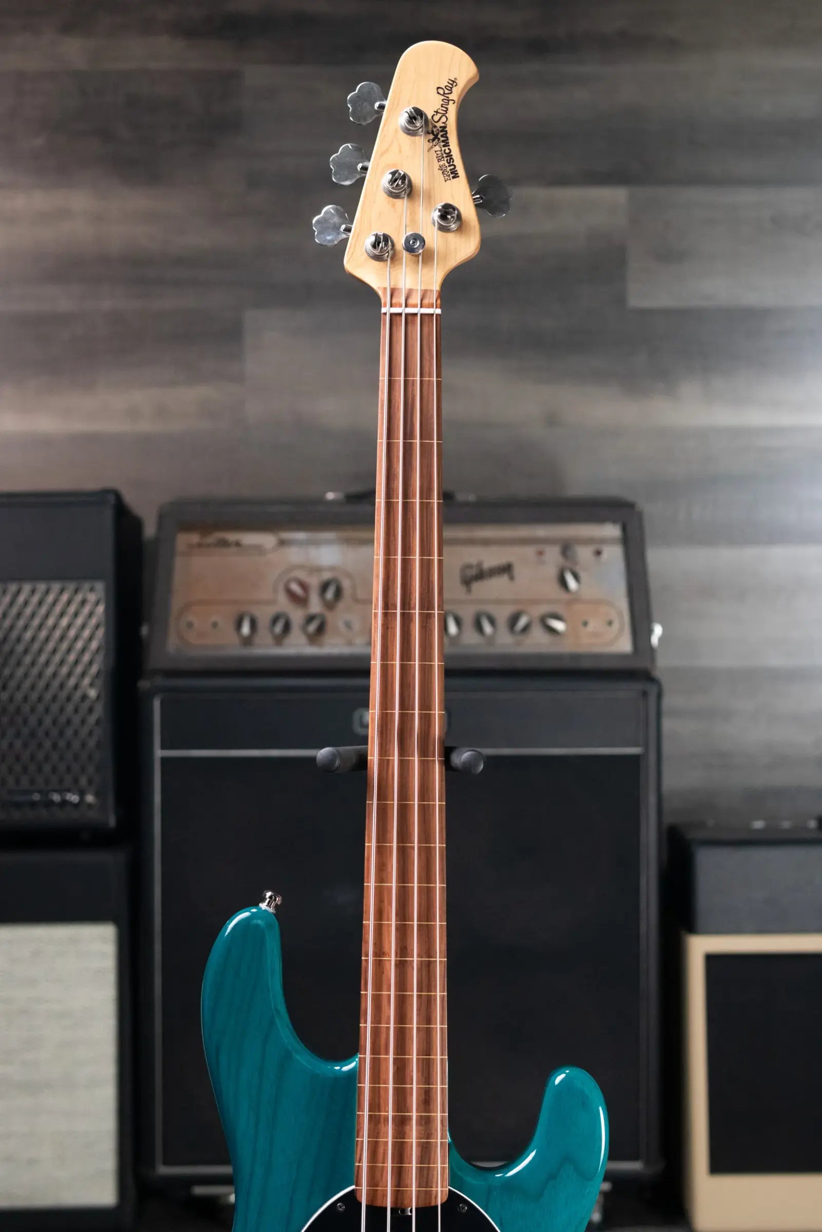 Ernie Ball Music Man StingRay 4 H Fretless Bass Translucent Teal - Used