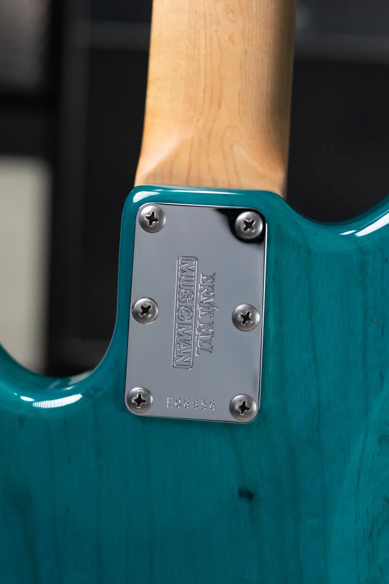Ernie Ball Music Man StingRay 4 H Fretless Bass Translucent Teal - Used