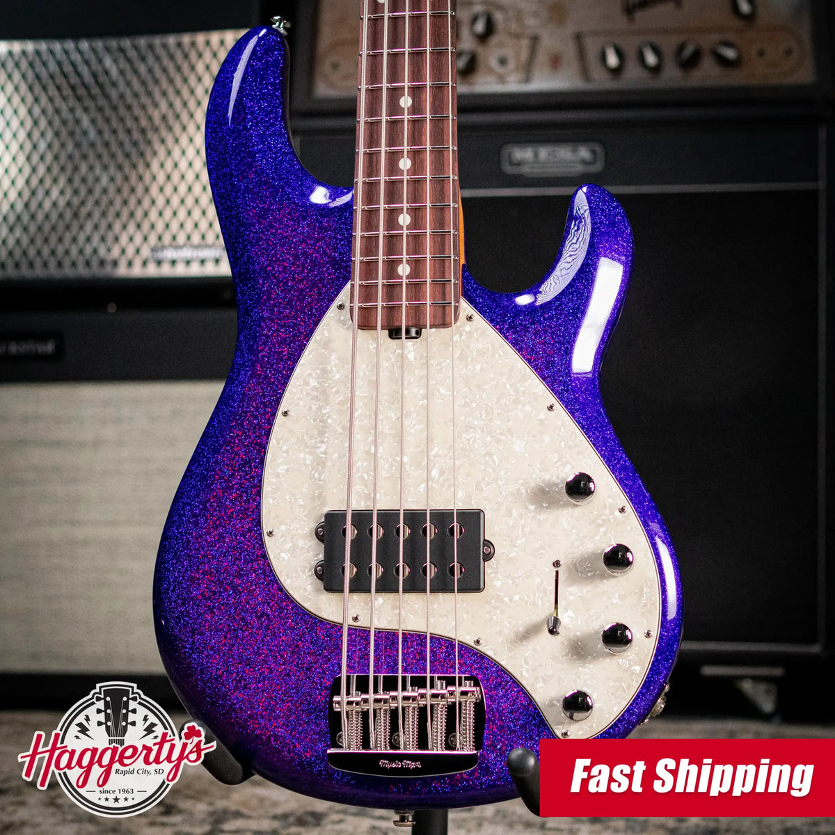 Ernie Ball Music Man StingRay Special 5-String Electric Bass - Violet Sparkle Burst with Hard Bag