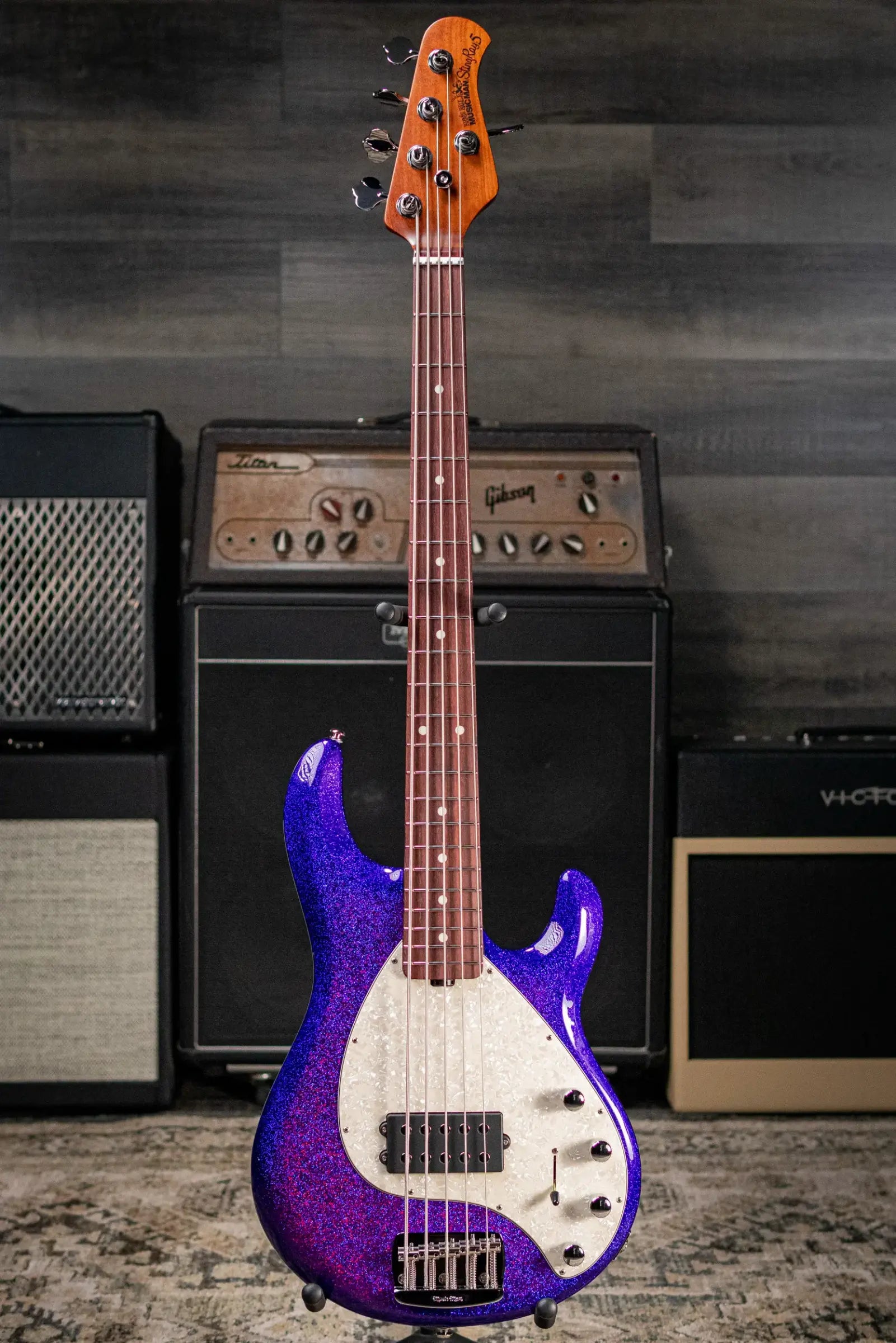 Ernie Ball Music Man StingRay Special 5-String Electric Bass - Violet Sparkle Burst with Hard Bag