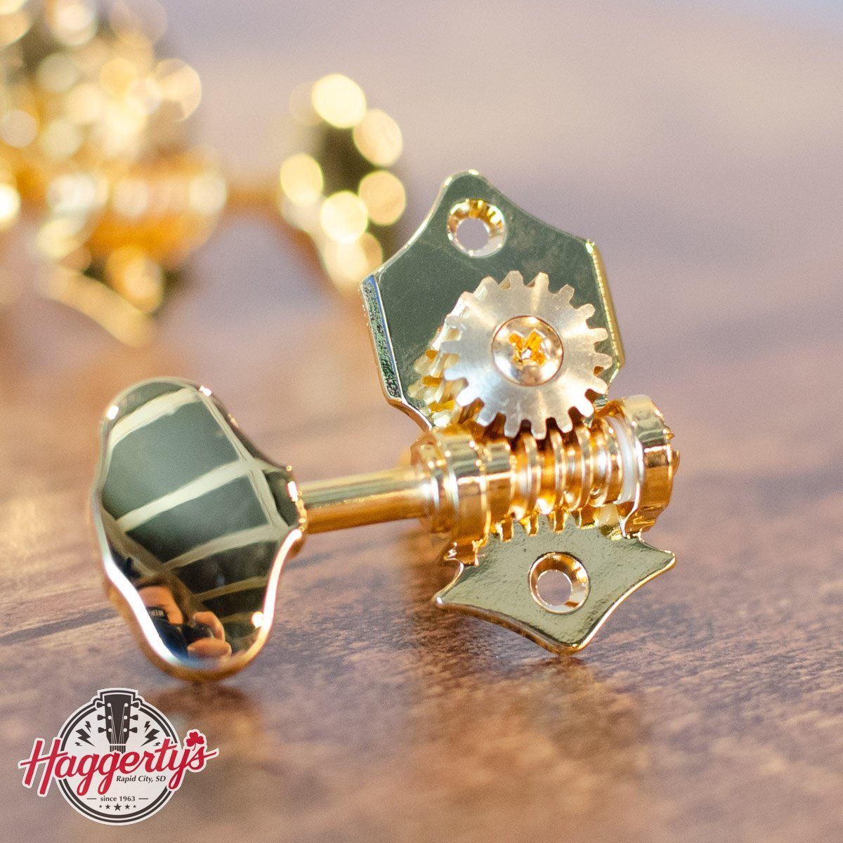 Golden Gate Open Gear Guitar Tuners, 3 x 3, Gold, Set