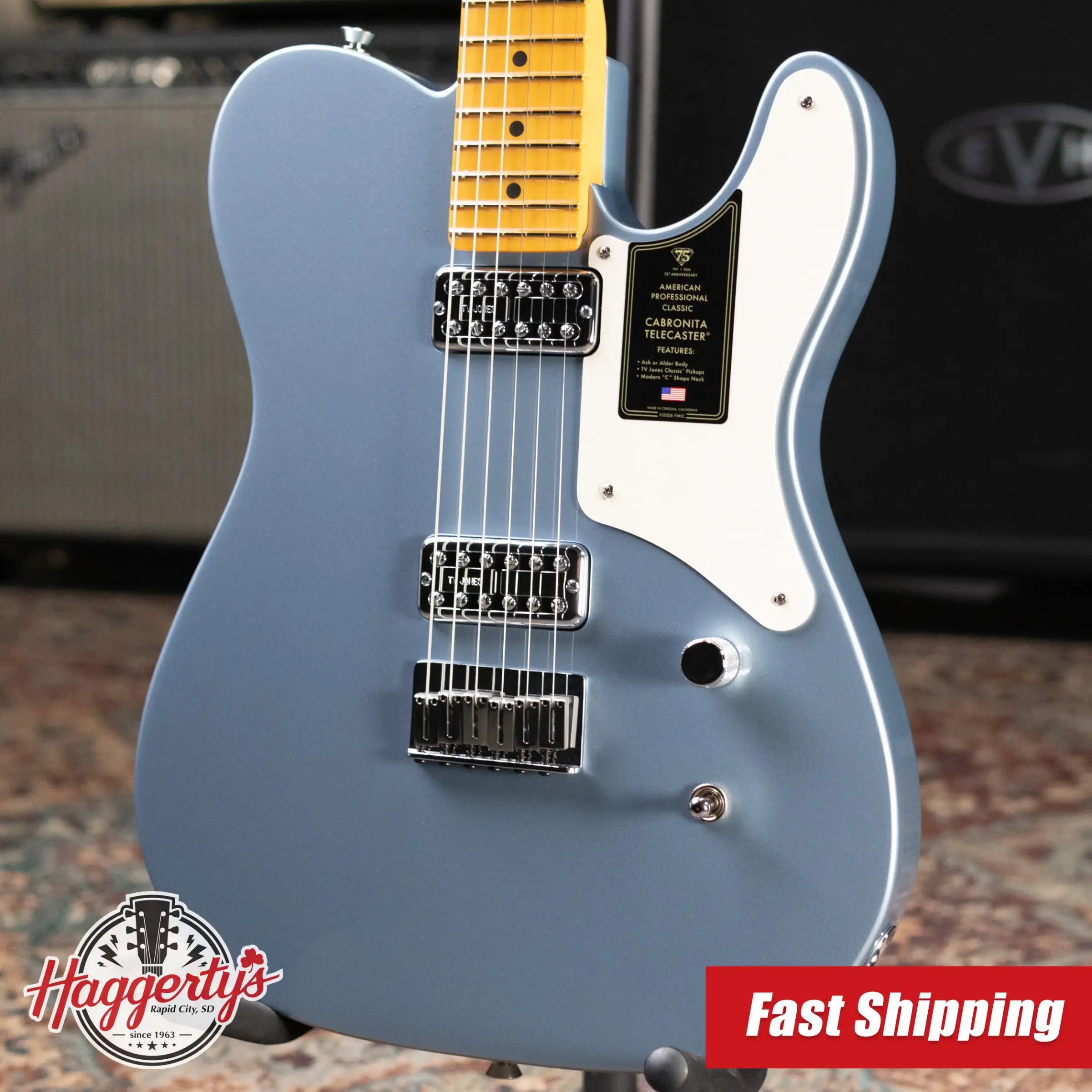 Fender 75th Anniversary American Professional Classic Cabronita Telecaster Electric Guitar - Ice Blue Metallic with Hardshell Case
