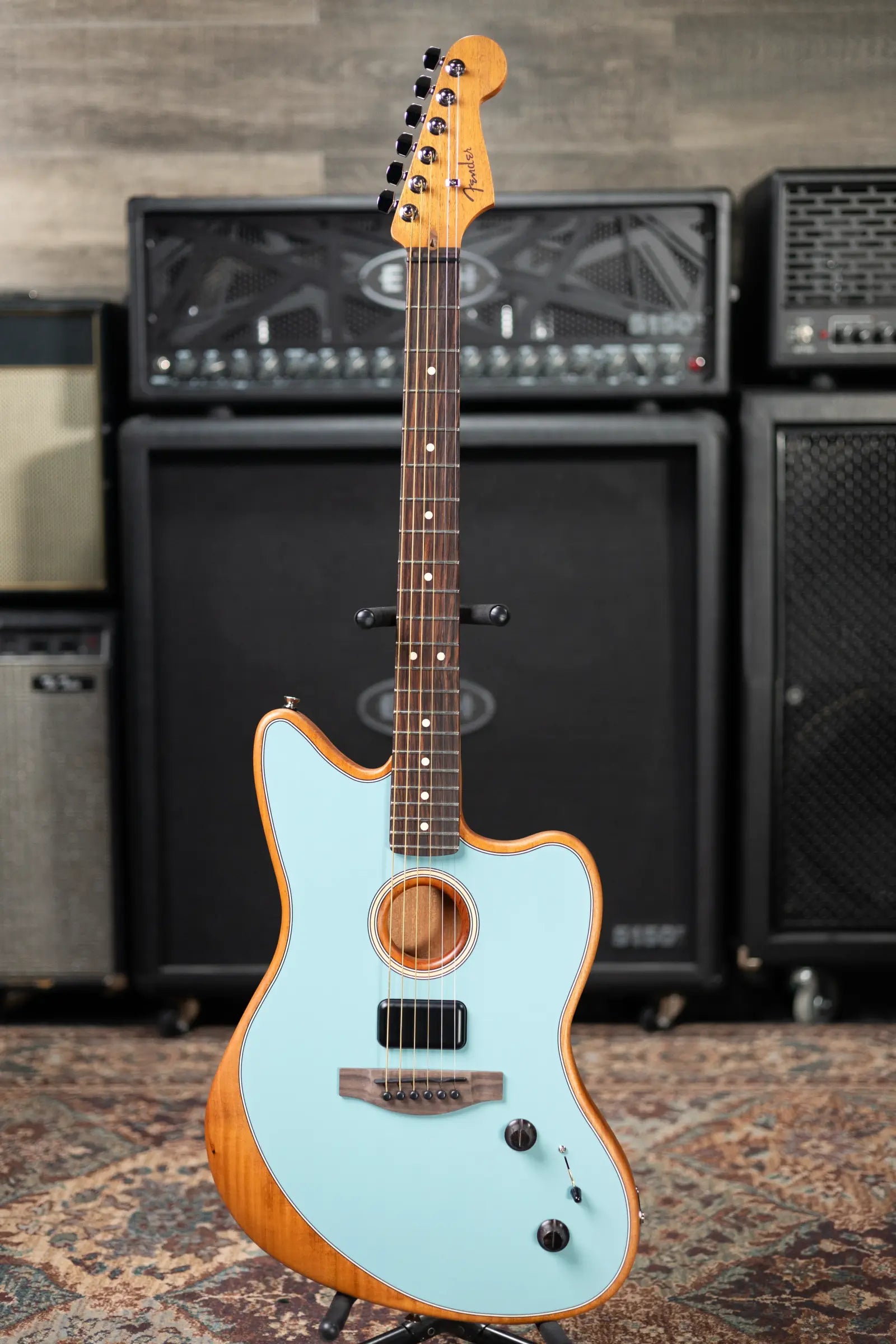 Fender Acoustasonic Player Jazzmaster, Rosewood Fingerboard - Ice Blue with Deluxe Gig Bag