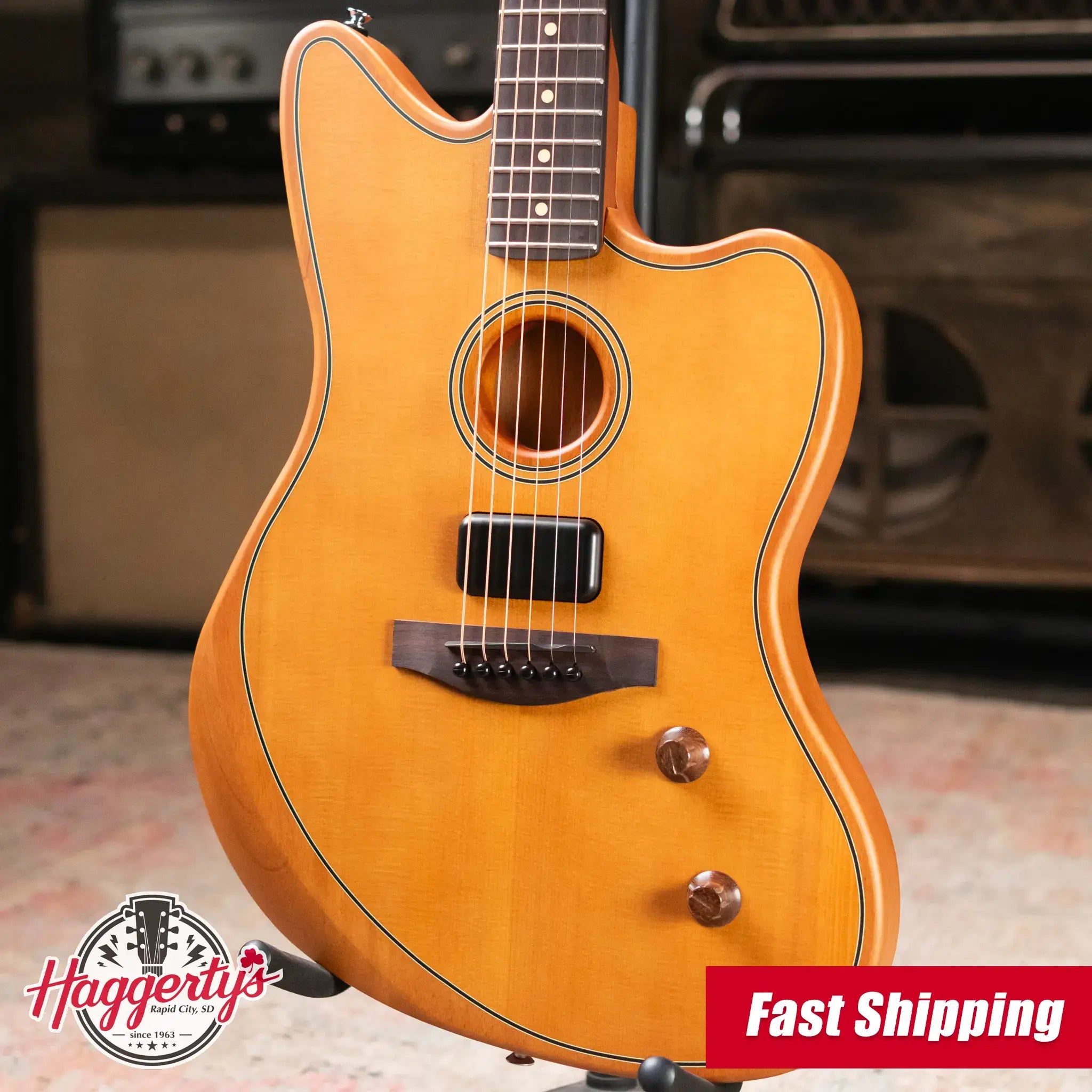 Fender Acoustasonic Standard Jazzmaster Electric Guitar - Aged Natural
