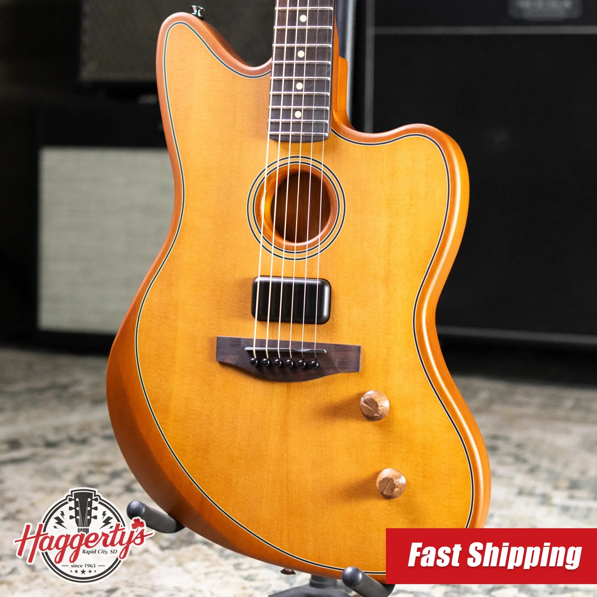 Fender Acoustasonic Standard Jazzmaster Electric Guitar - Aged Natural