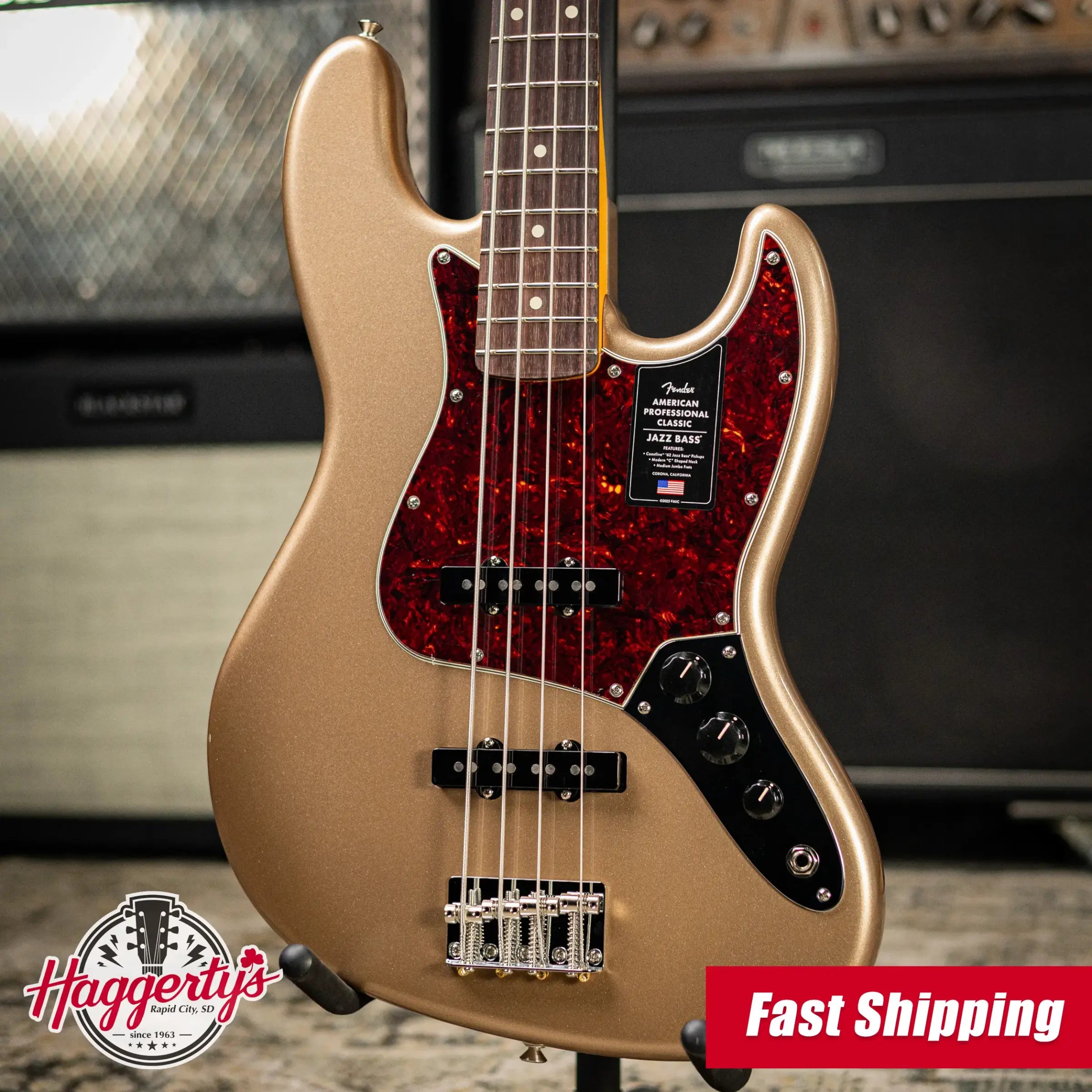 Fender American Professional Classic Jazz Bass - Faded Firemist Gold with Gig Bag