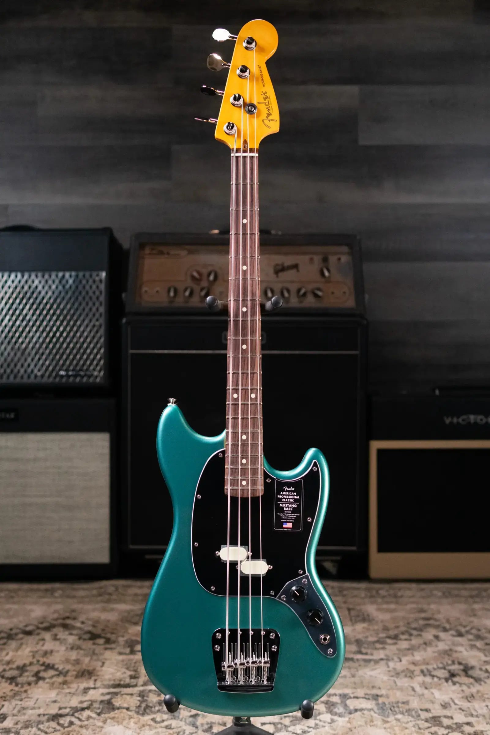 Fender American Professional Classic Mustang Bass - Faded Sherwood Green Metallic with Gig Bag