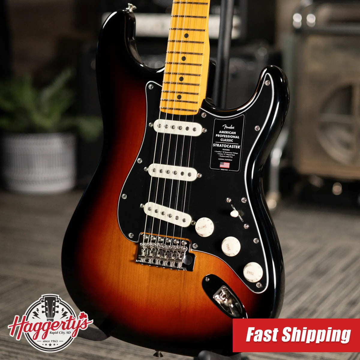 Fender American Professional Classic Stratocaster Electric Guitar - 3-Color Sunburst with Gig Bag - Demo