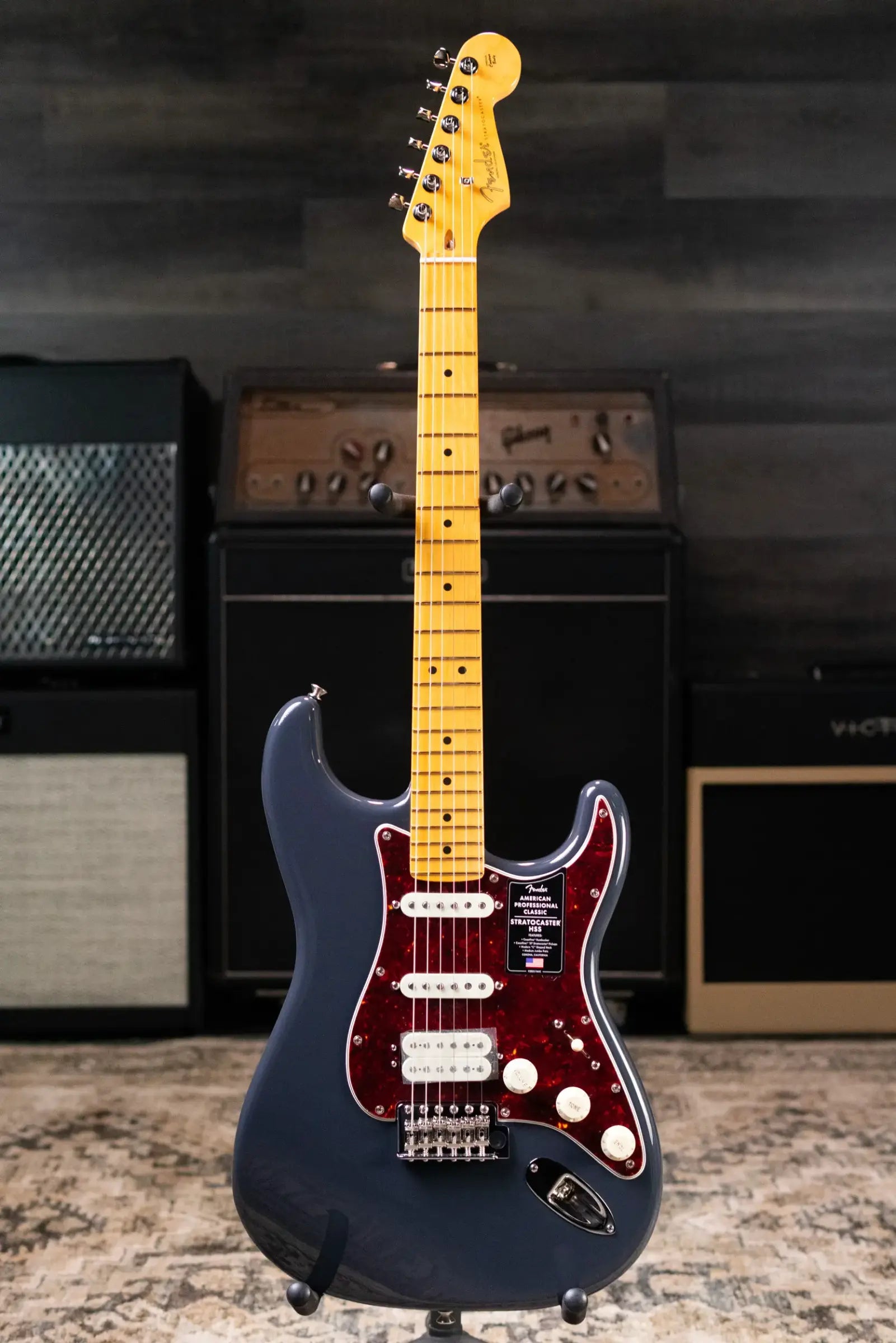 Fender American Professional Classic Stratocaster HSS Electric Guitar - Faded Black with Gig Bag