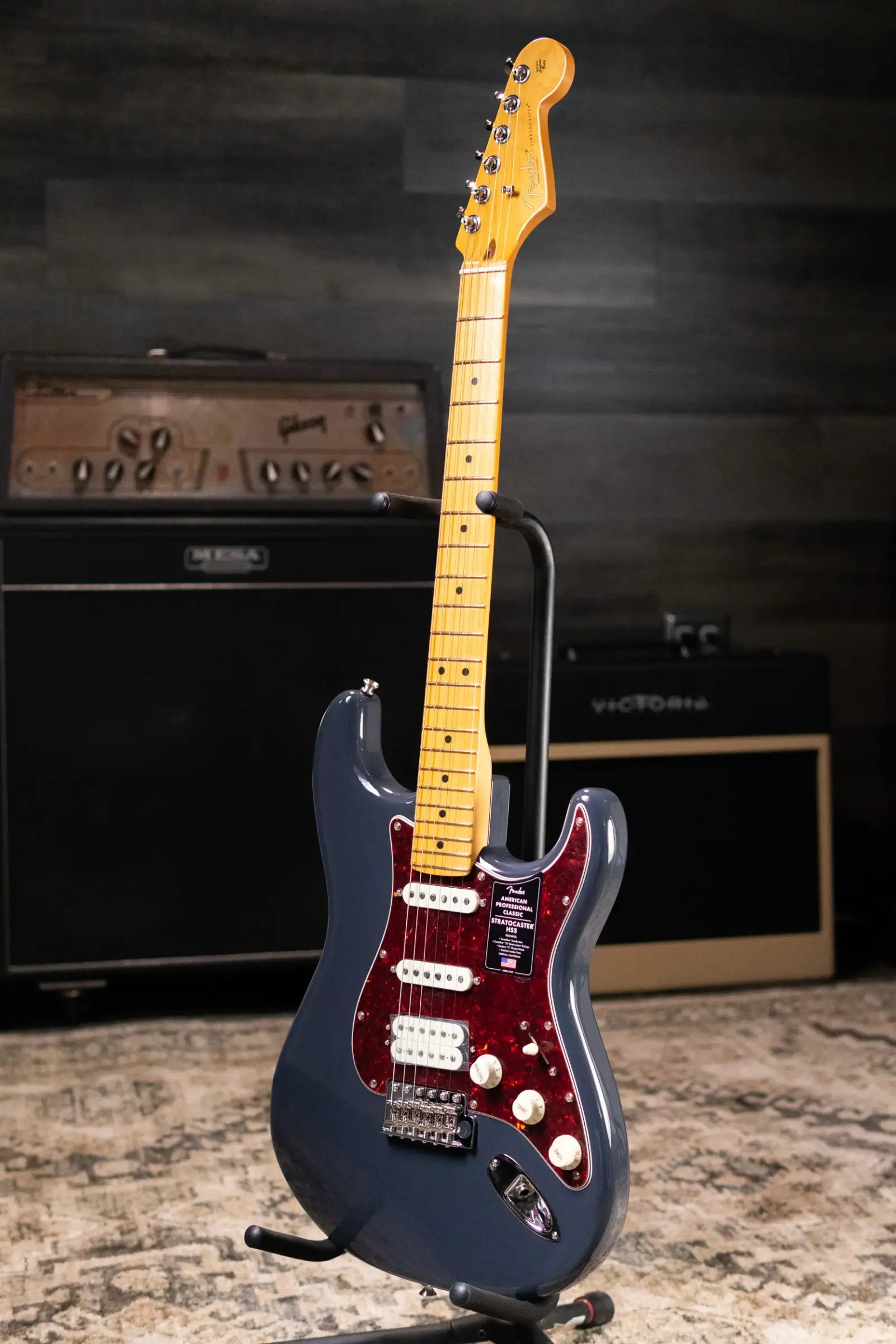 Fender American Professional Classic Stratocaster HSS Electric Guitar - Faded Black with Gig Bag