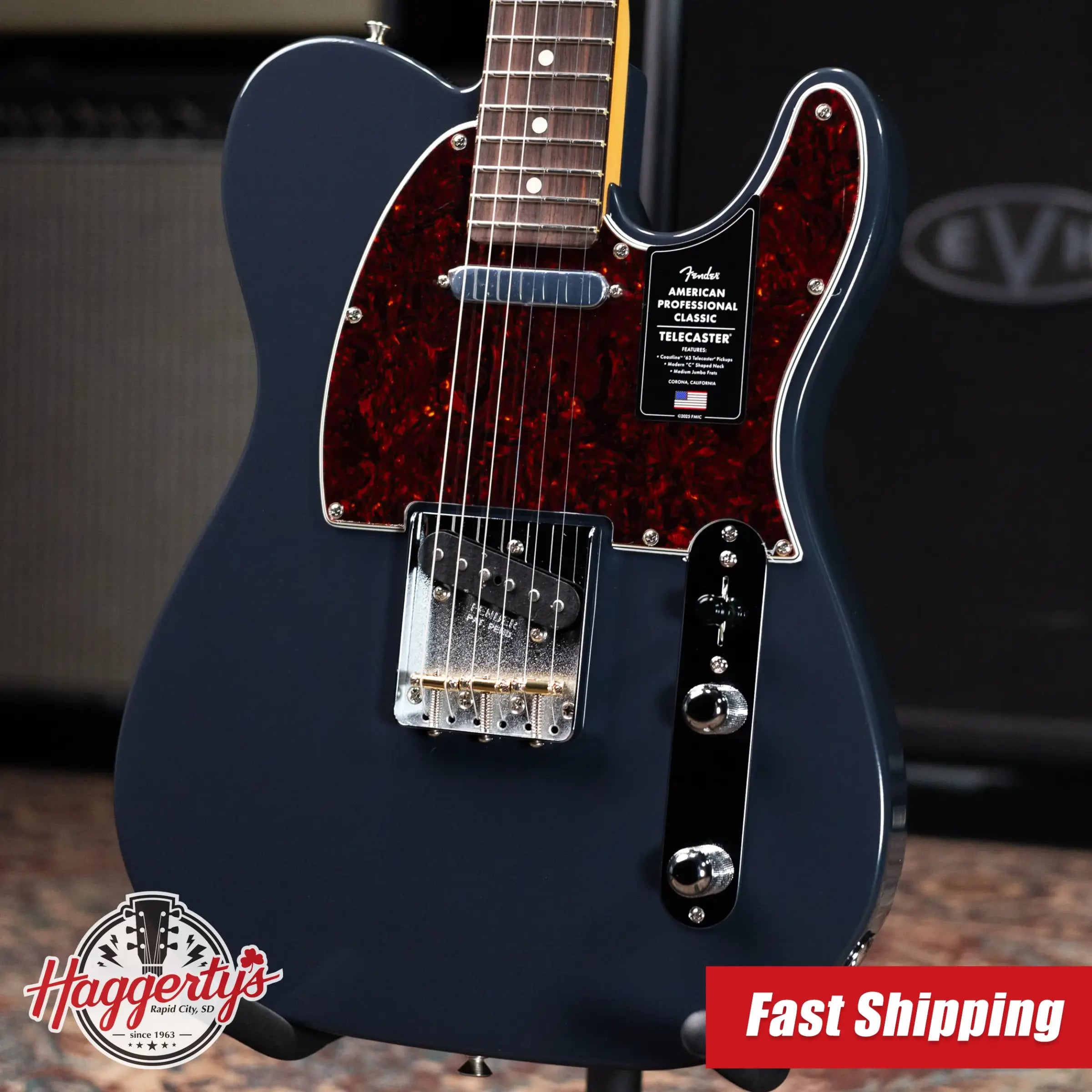 Fender American Professional Classic Telecaster Electric Guitar - Faded Black with Gig Bag
