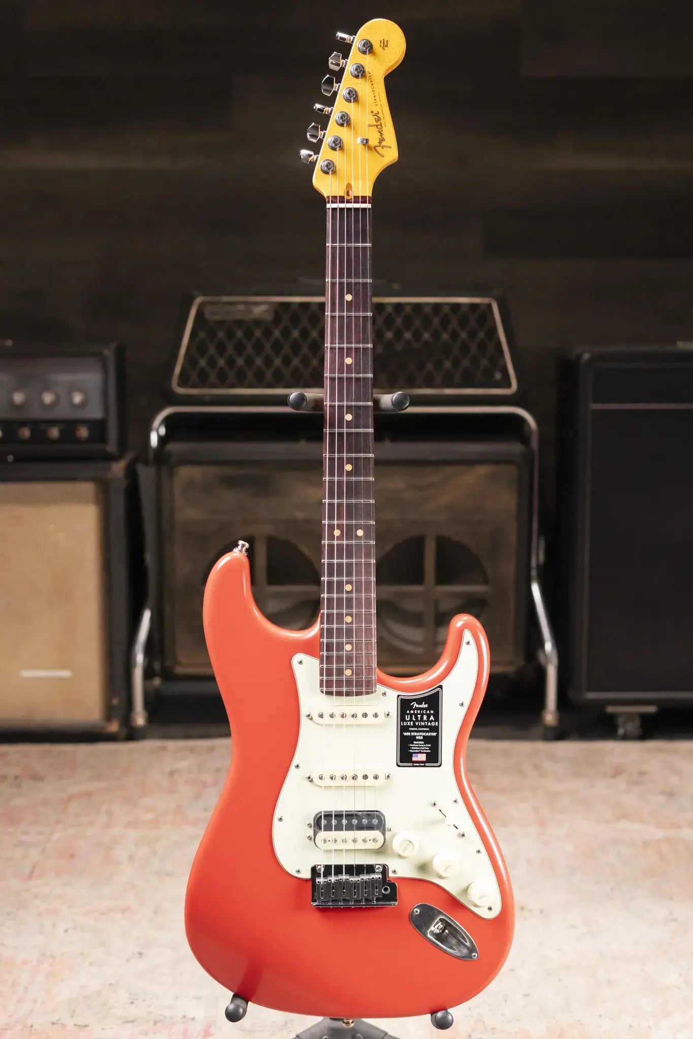 Fender American Ultra Luxe Vintage '60s Stratocaster HSS Electric Guitar - Fiesta Red with Hardshell Case