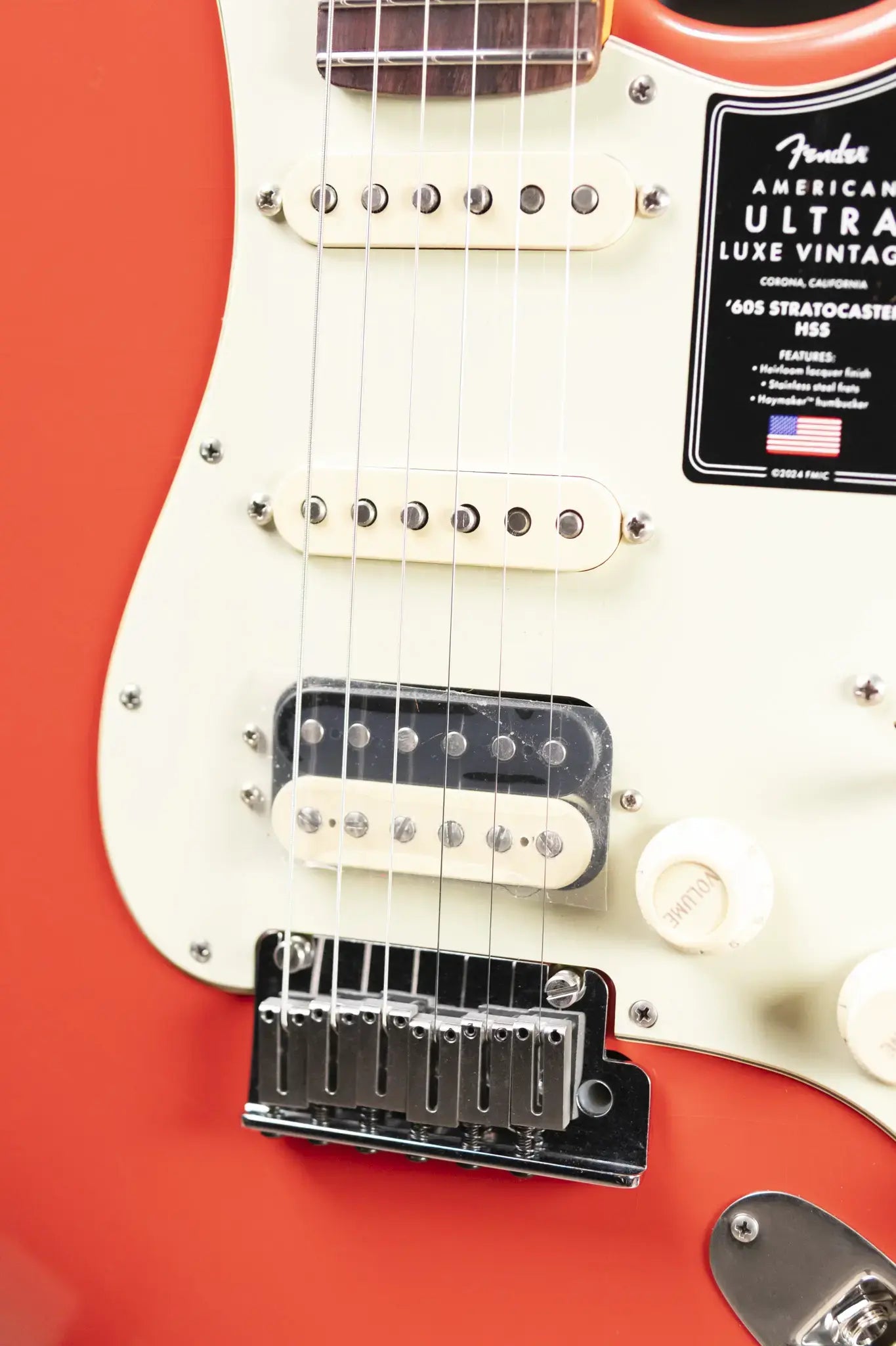 Fender American Ultra Luxe Vintage '60s Stratocaster HSS Electric Guitar - Fiesta Red with Hardshell Case