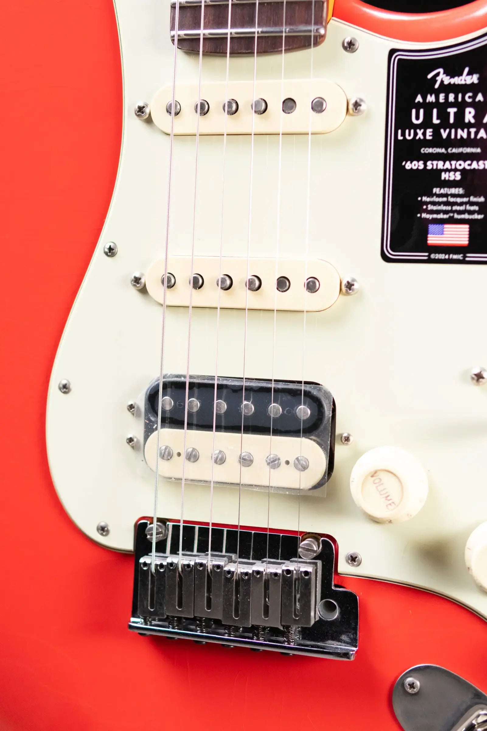 Fender American Ultra Luxe Vintage '60s Stratocaster HSS Electric Guitar - Fiesta Red with Hardshell Case