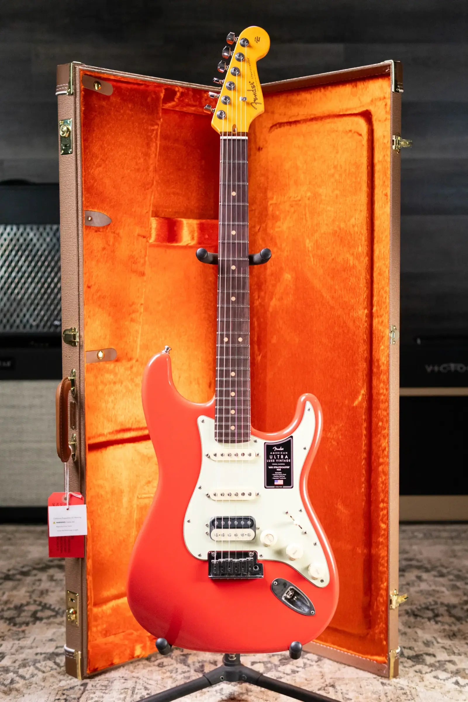 Fender American Ultra Luxe Vintage '60s Stratocaster HSS Electric Guitar - Fiesta Red with Hardshell Case