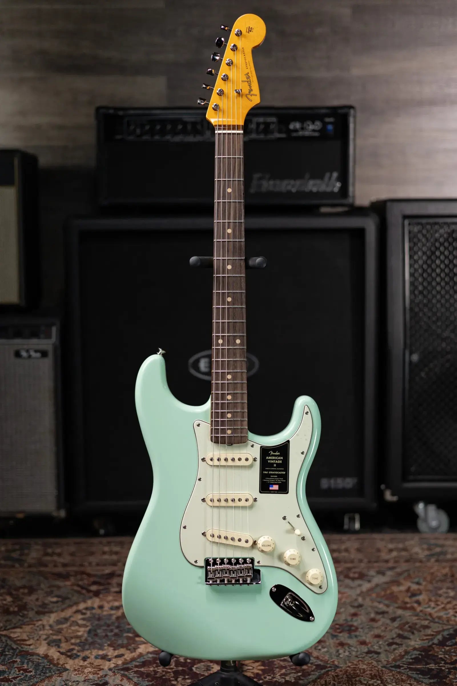 Fender American Vintage II 1961 Stratocaster Electric Guitar - Surf Green with Hardshell Case