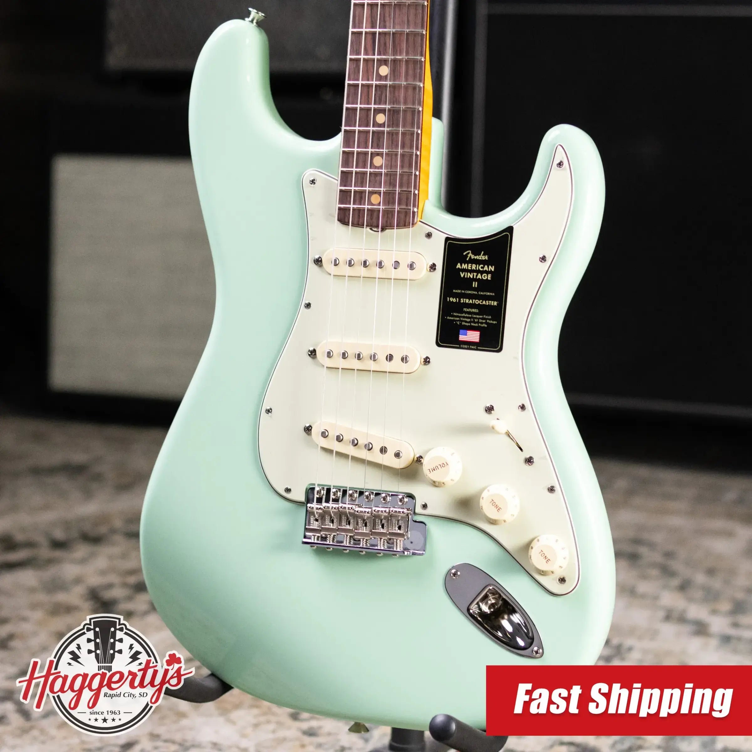 Fender American Vintage II 1961 Stratocaster Electric Guitar - Surf Green with Hardshell Case