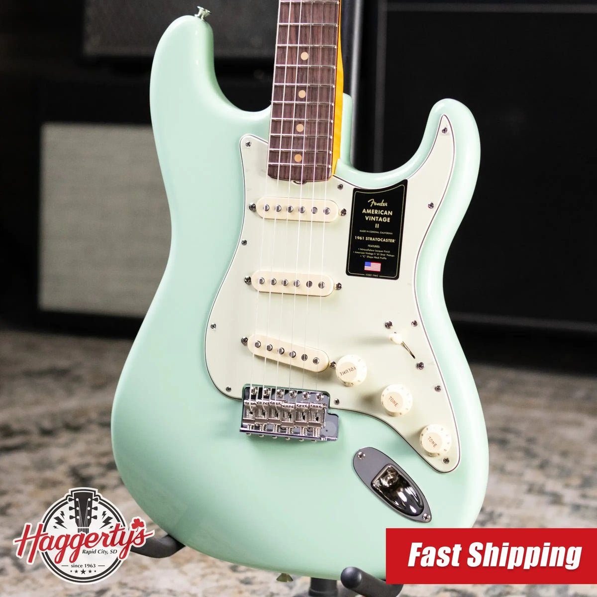 Fender American Vintage II 1961 Stratocaster Electric Guitar - Surf Green with Hardshell Case