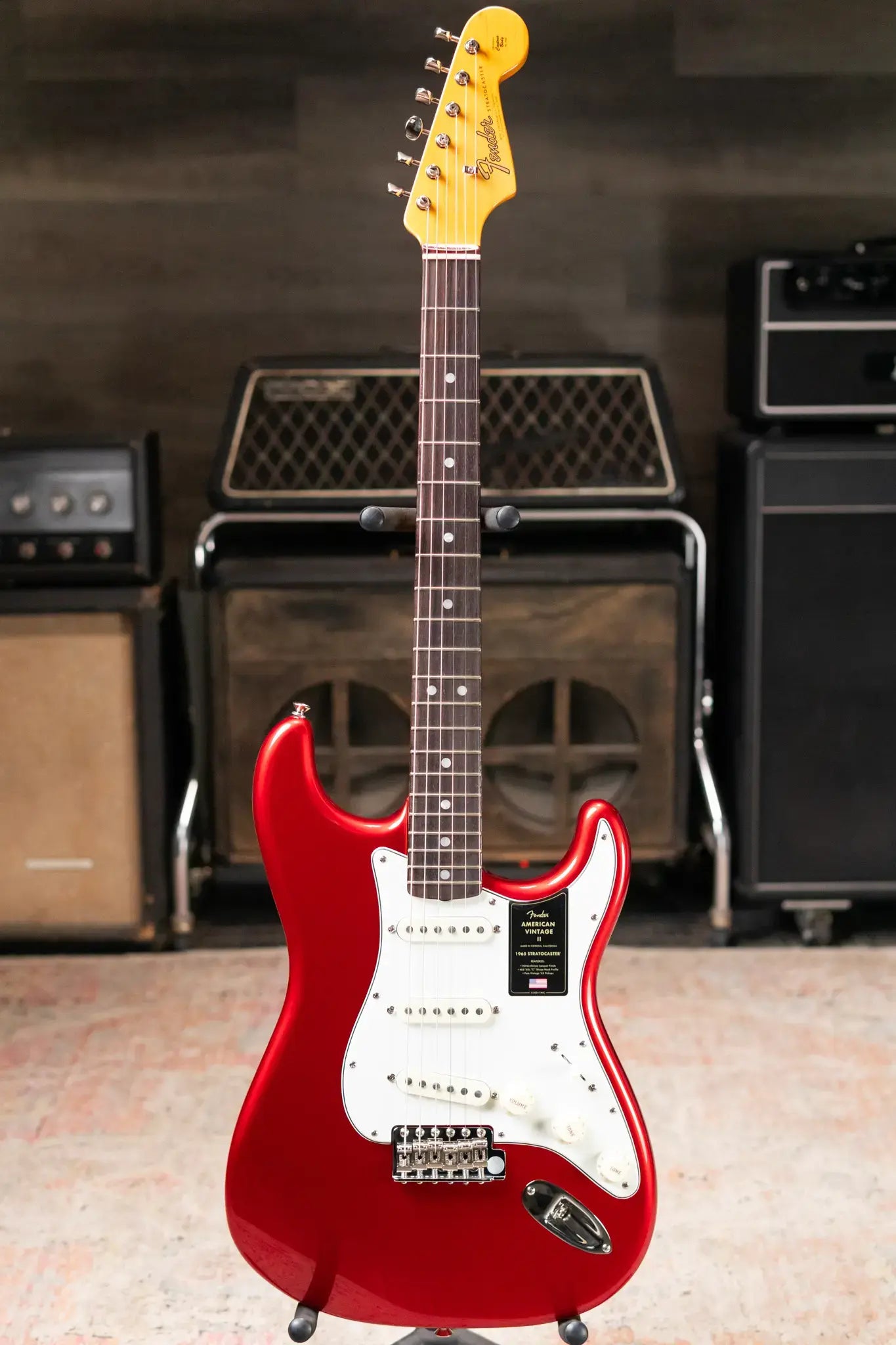 Fender American Vintage II 1965 Stratocaster, Round-Lam Rosewood Fingerboard - Candy Apple Red with Hardshell Case
