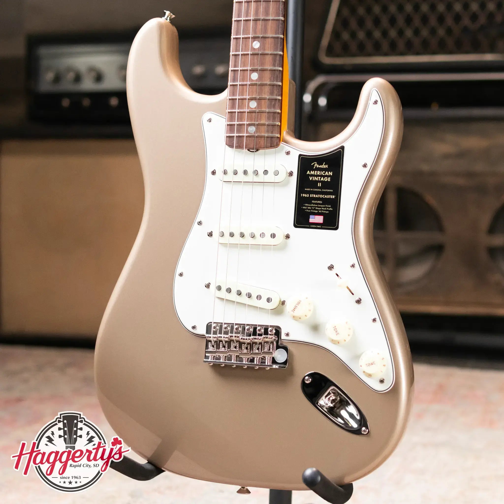 Fender American Vintage II 1965 Stratocaster, Round-Lam Rosewood Fingerboard - Shoreline Gold with Hardshell Case - Demo