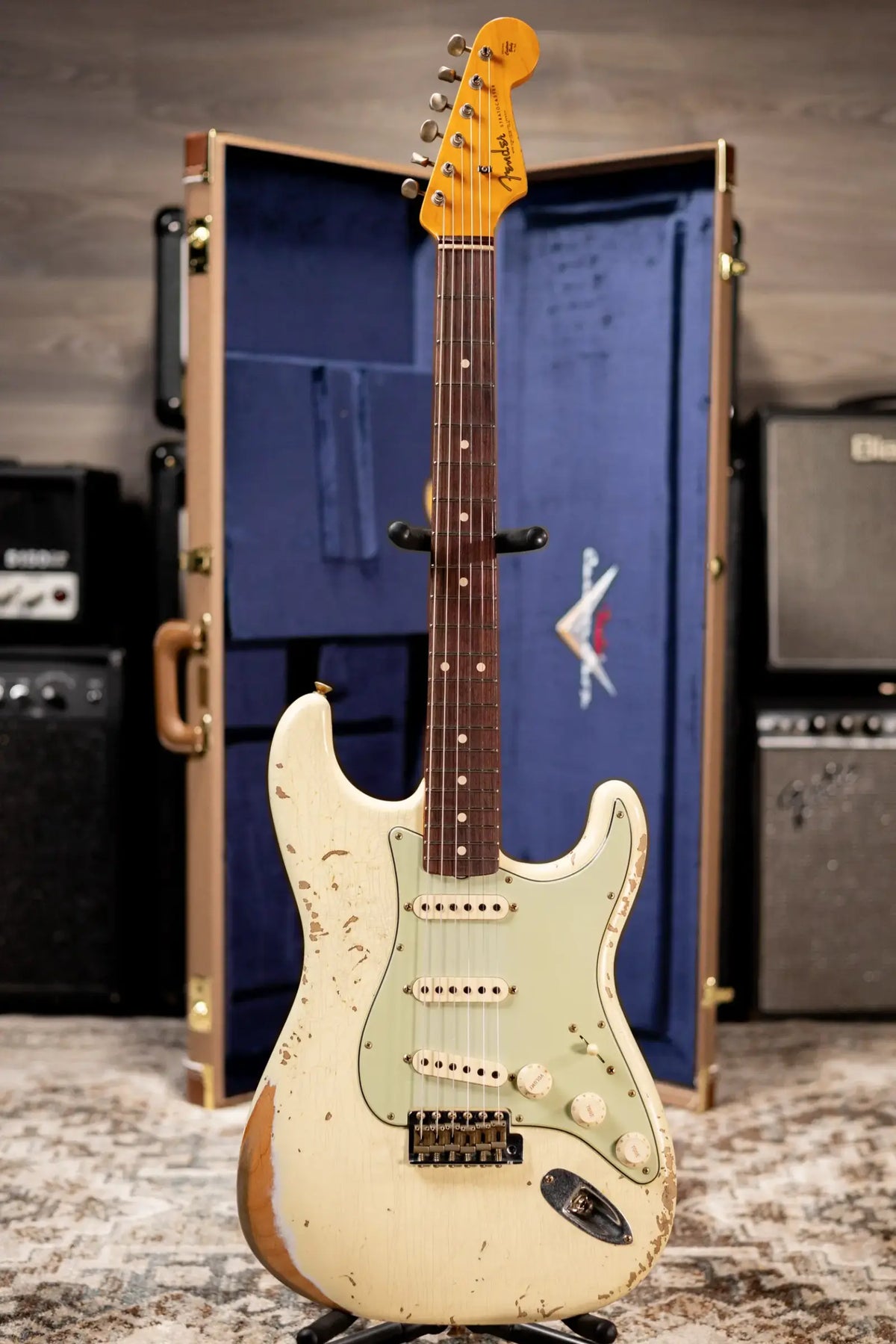 Fender Custom Shop 1962 Stratocaster Heavy Relic Electric Guitar - Vintage White with Hardshell Case