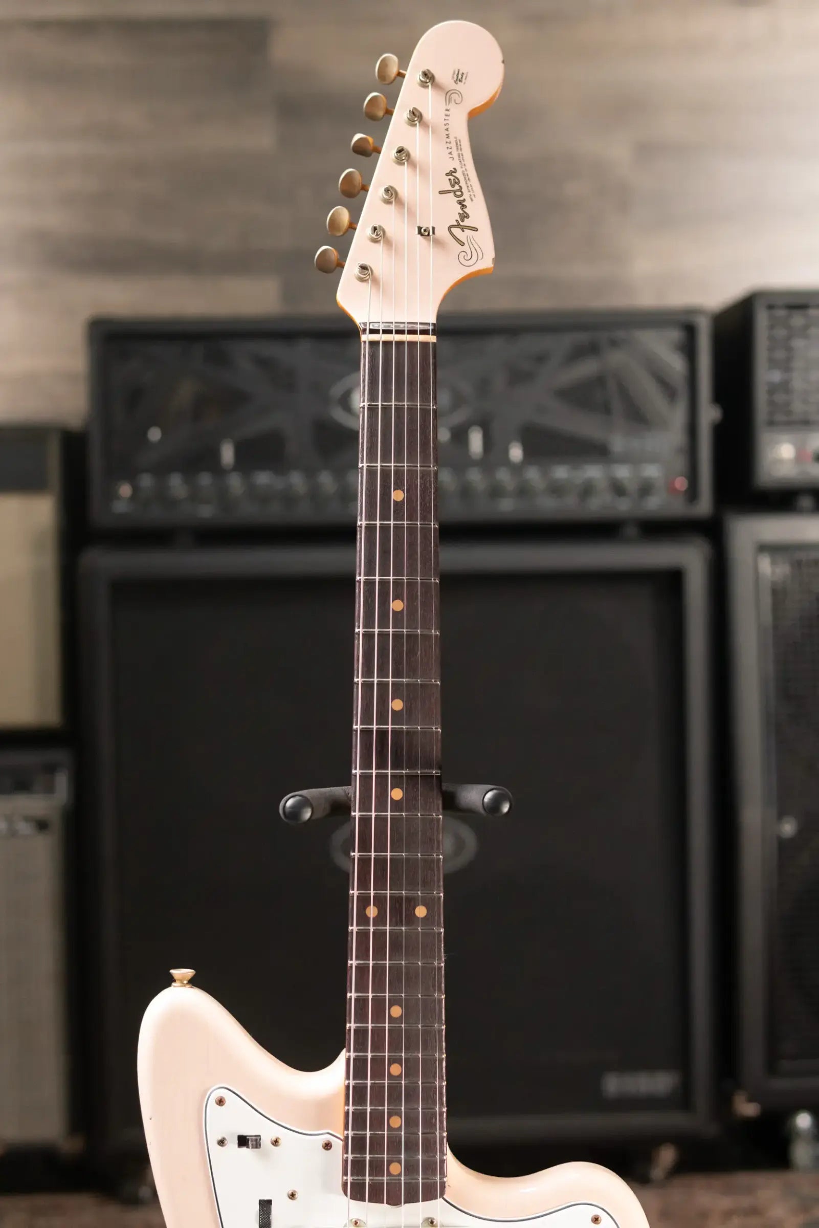 Fender Custom Shop 1963 Jazzmaster Relic Electric Guitar - Aged Shell Pink with Hardshell Case