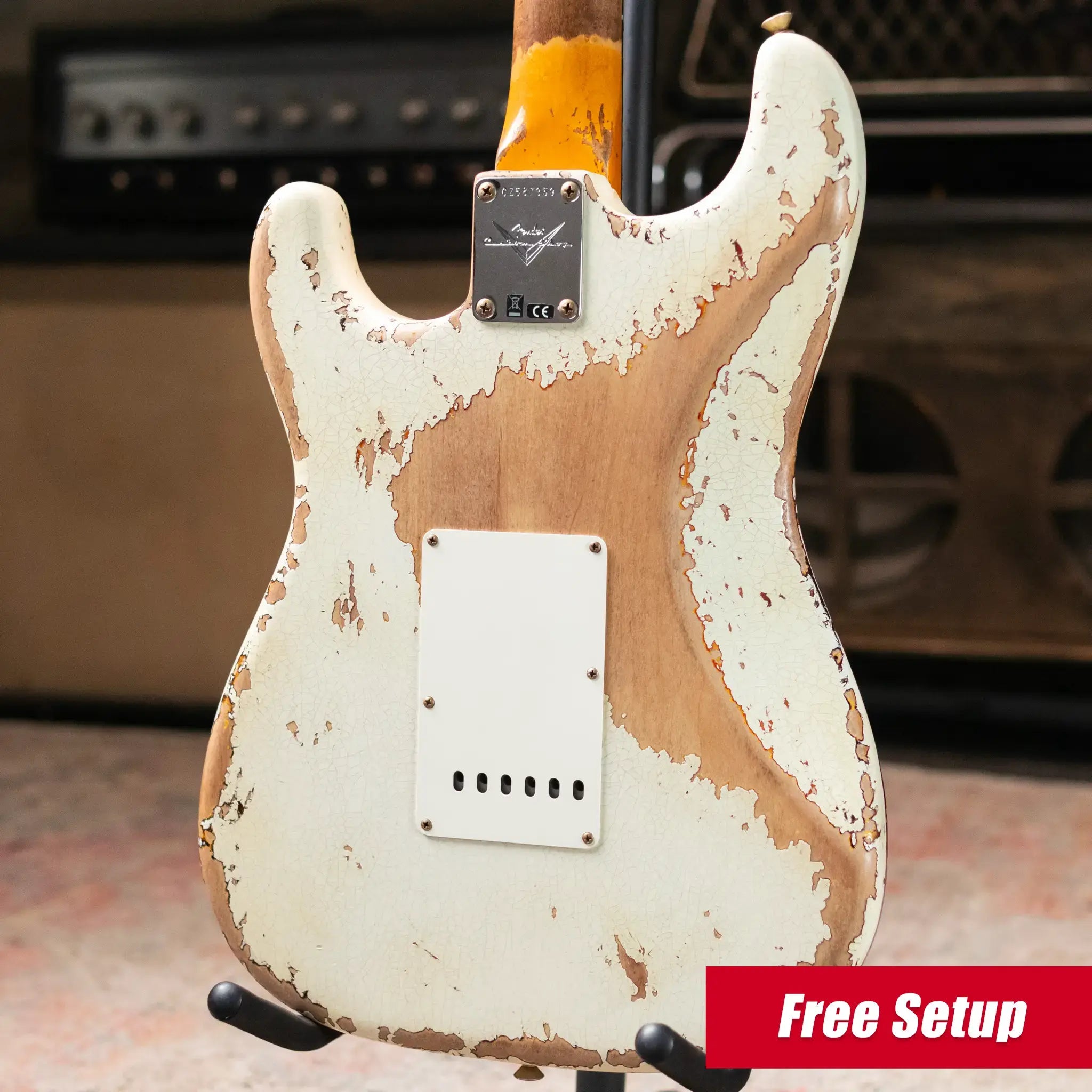 Fender Custom Shop 1965 Stratocaster, Super Heavy Relic Electric Guitar - Olympic White over 3-Color Sunburst with Hardshell Case