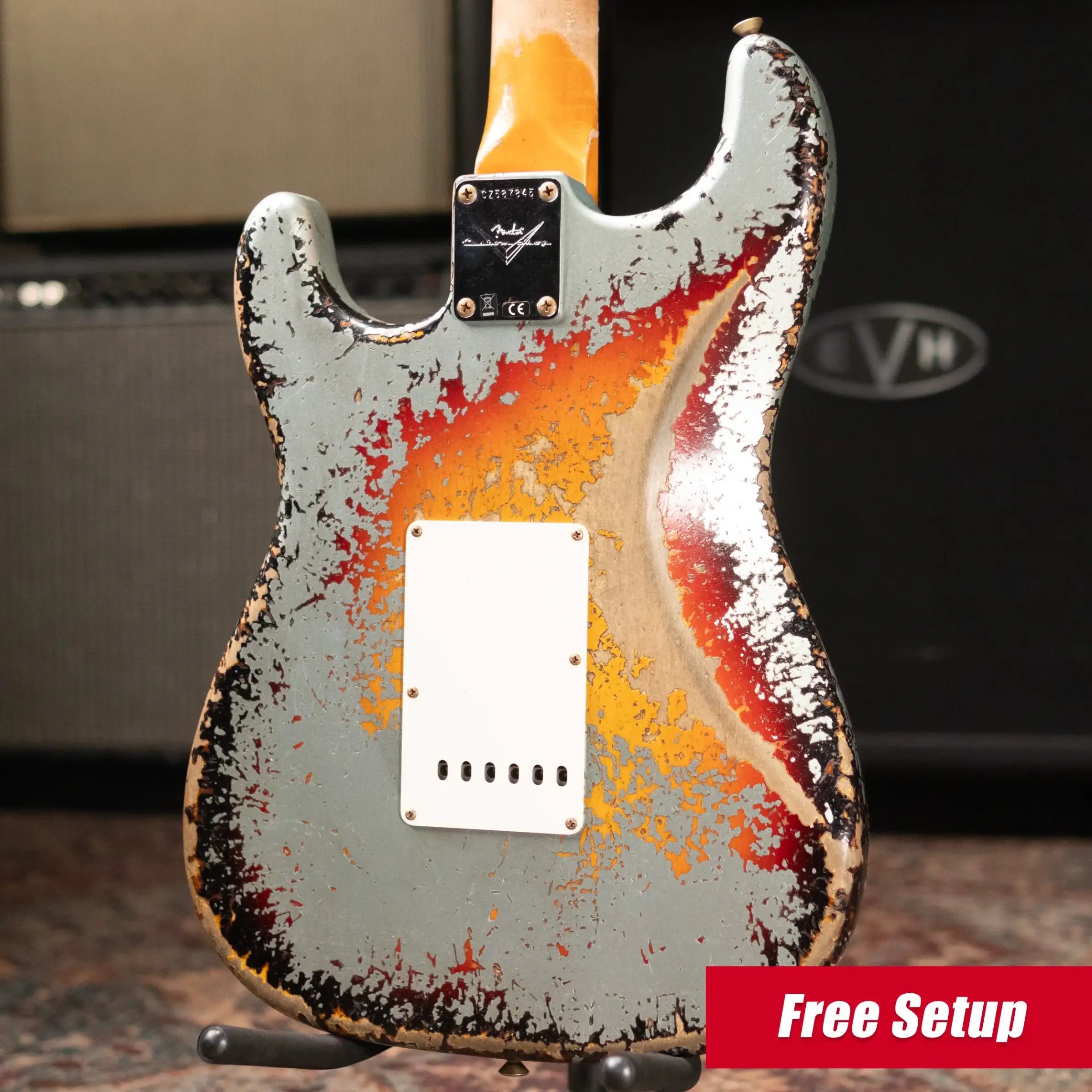 Fender Custom Shop 1965 Stratocaster Super Heavy Relic Electric Guitar - Super Faded Aged Firemist Silver over 3-Color Sunburst with Hardshell Case