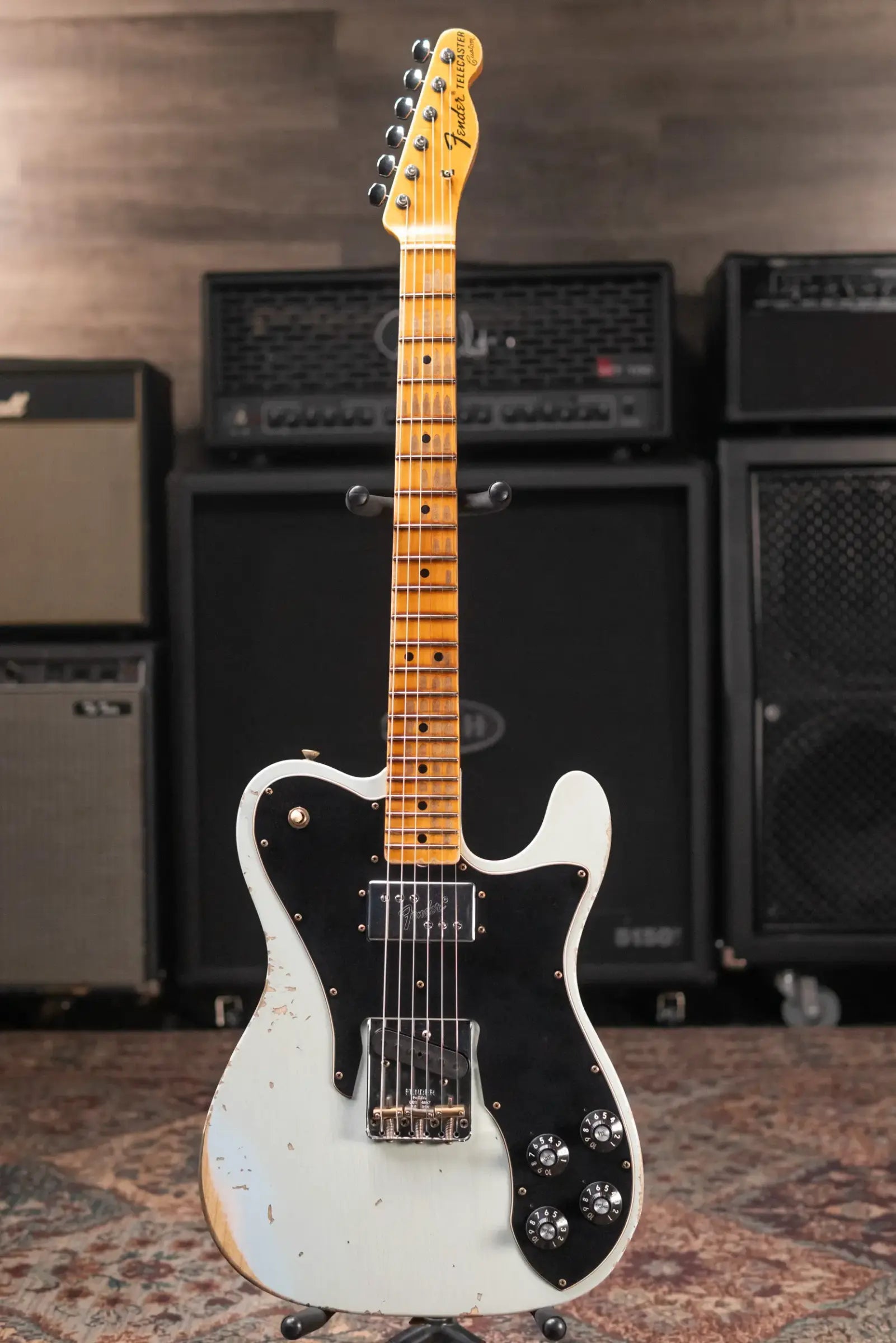 Fender Custom Shop 1970s Tele Custom Heavy Relic, Quartersawn Maple Fingerboard Electric Guitar - Super Faded Aged Sonic Blue with Hardshell Case