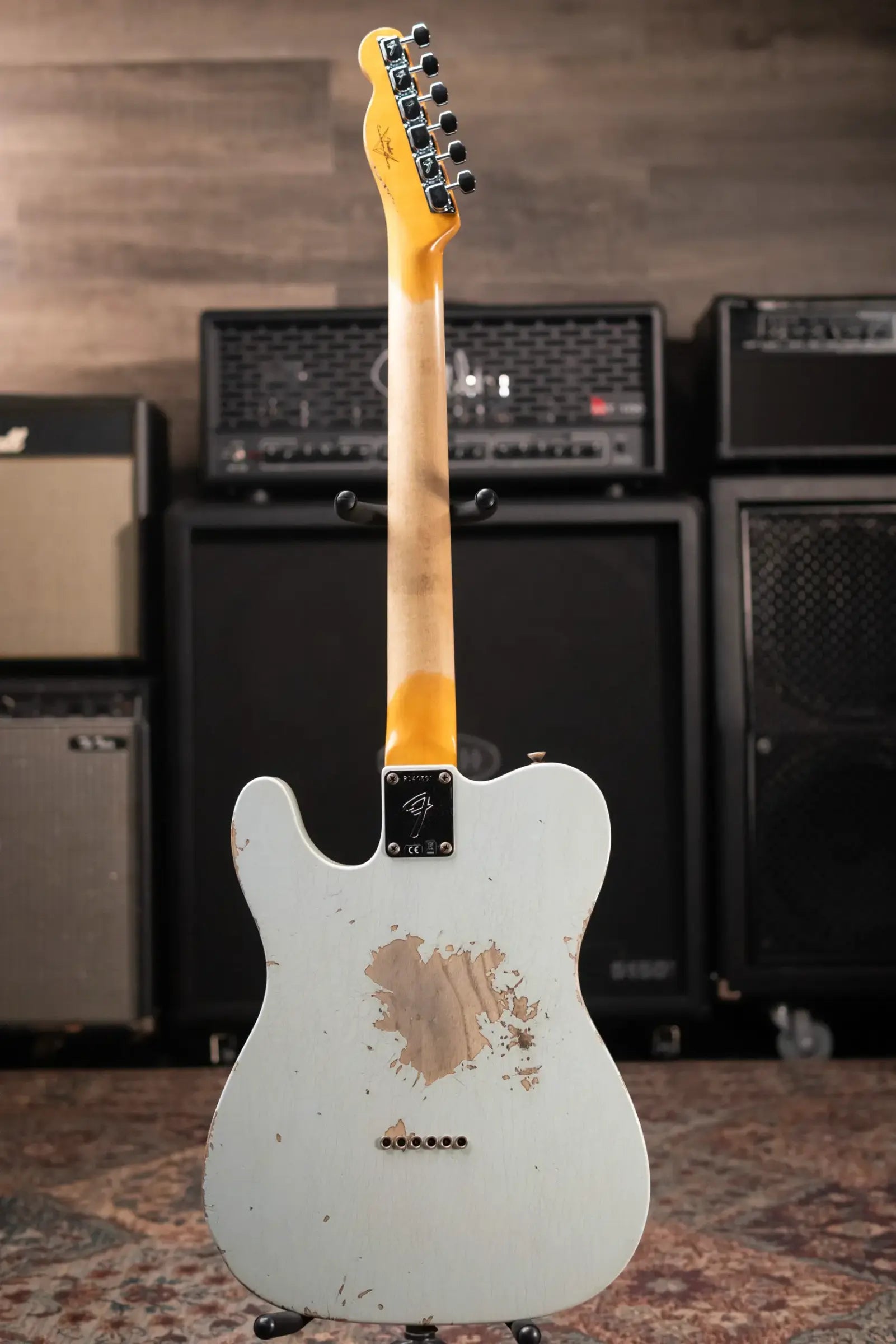 Fender Custom Shop 1970s Tele Custom Heavy Relic, Quartersawn Maple Fingerboard Electric Guitar - Super Faded Aged Sonic Blue with Hardshell Case