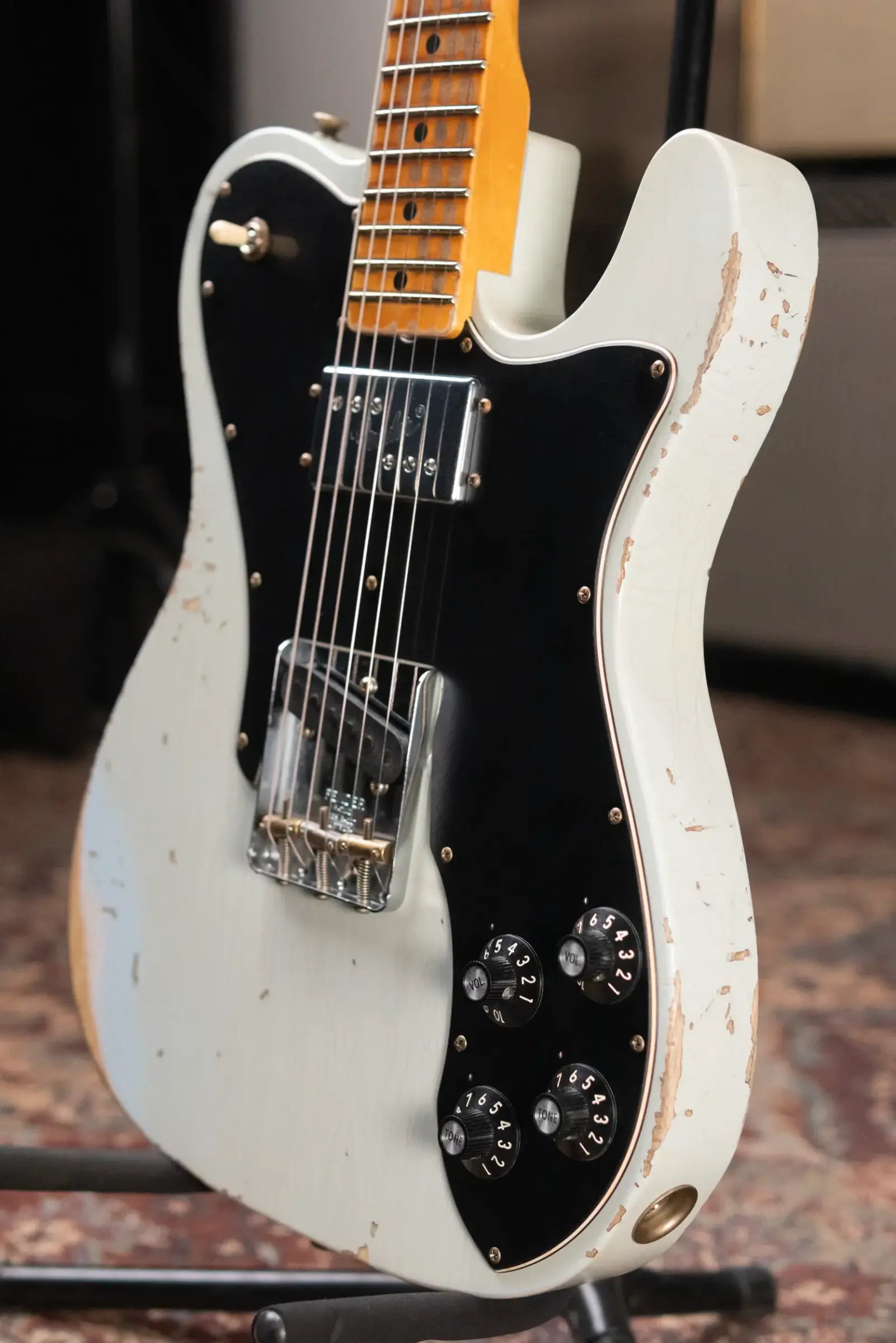 Fender Custom Shop 1970s Tele Custom Heavy Relic, Quartersawn Maple Fingerboard Electric Guitar - Super Faded Aged Sonic Blue with Hardshell Case
