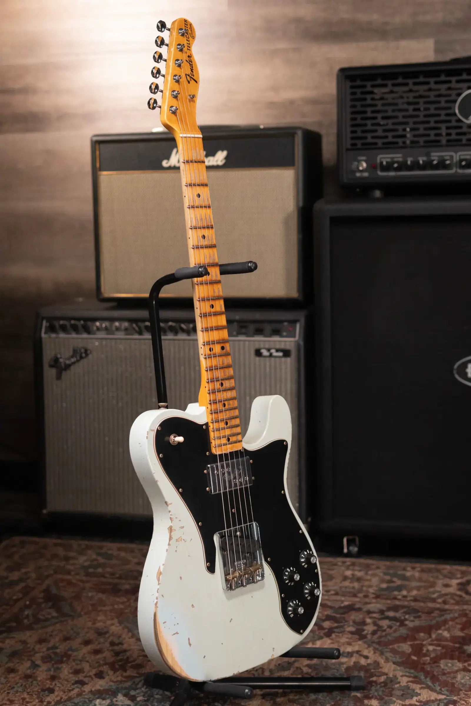 Fender Custom Shop 1970s Tele Custom Heavy Relic, Quartersawn Maple Fingerboard Electric Guitar - Super Faded Aged Sonic Blue with Hardshell Case