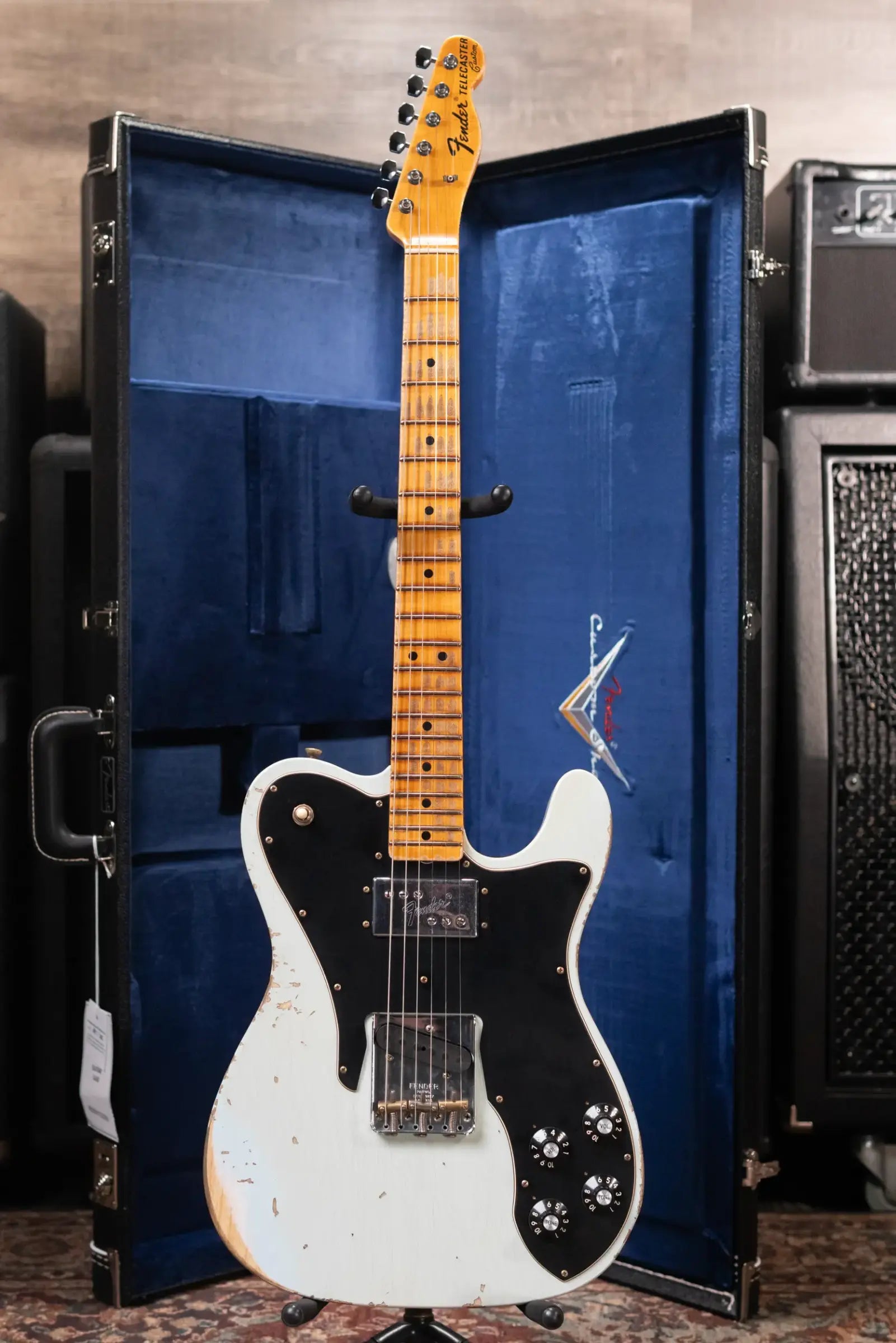 Fender Custom Shop 1970s Tele Custom Heavy Relic, Quartersawn Maple Fingerboard Electric Guitar - Super Faded Aged Sonic Blue with Hardshell Case