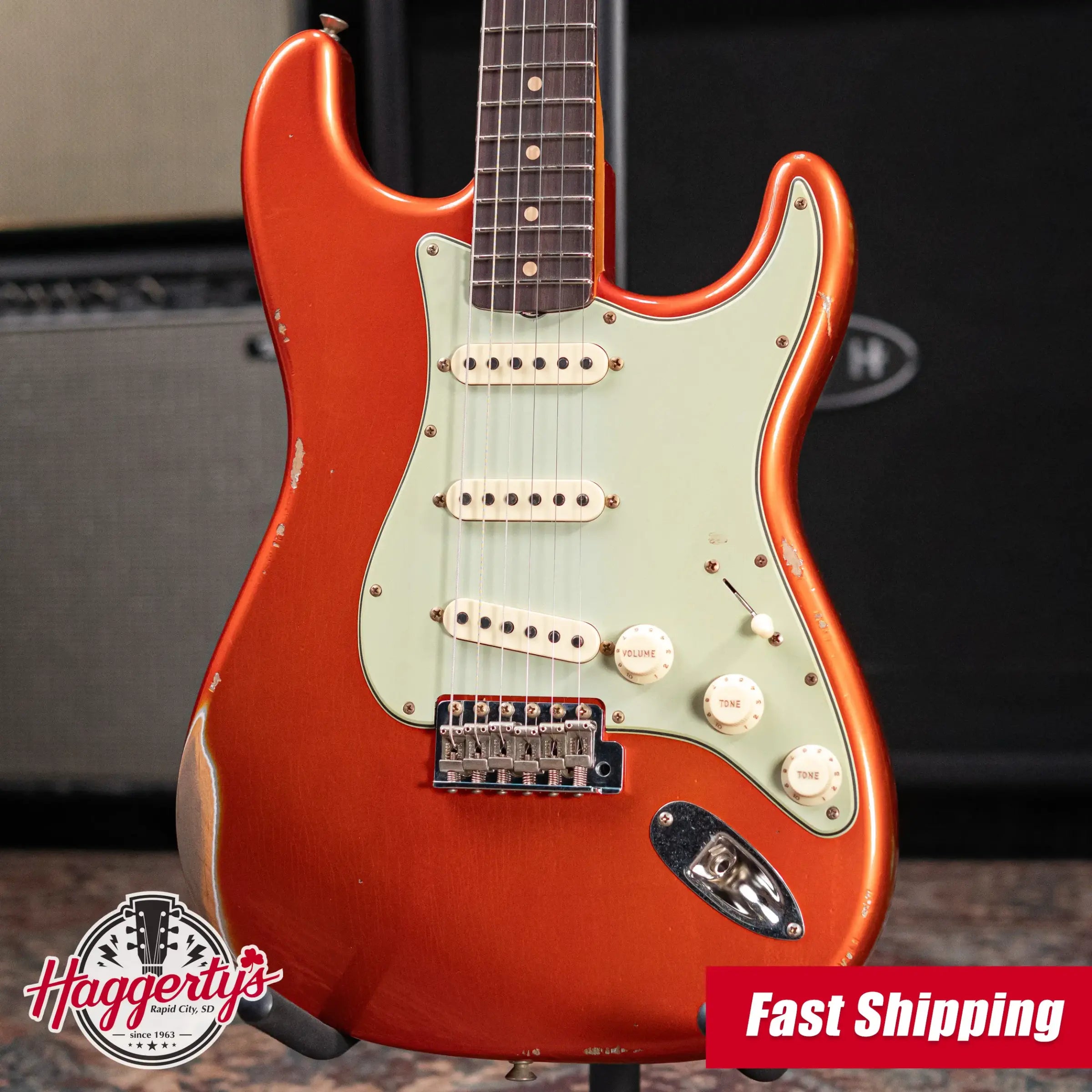 Fender Custom Shop 2026 NAMM #109 Limited Edition 60s Dualmag II Compound Radius Stratocaster Relic Electric Guitar - Candy Tangerine with Hardshell Case