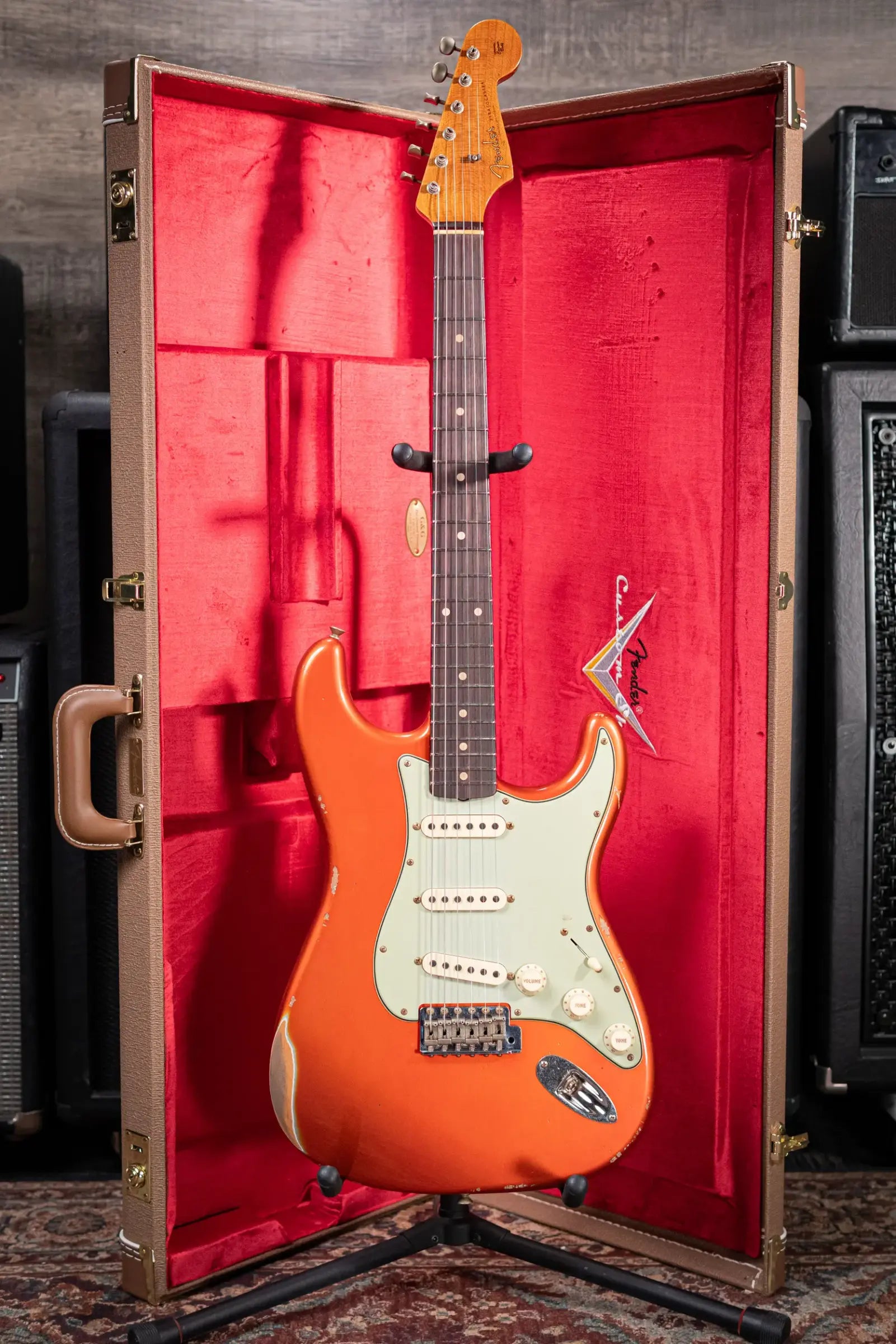 Fender Custom Shop 2026 NAMM #109 Limited Edition 60s Dualmag II Compound Radius Stratocaster Relic Electric Guitar - Candy Tangerine with Hardshell Case