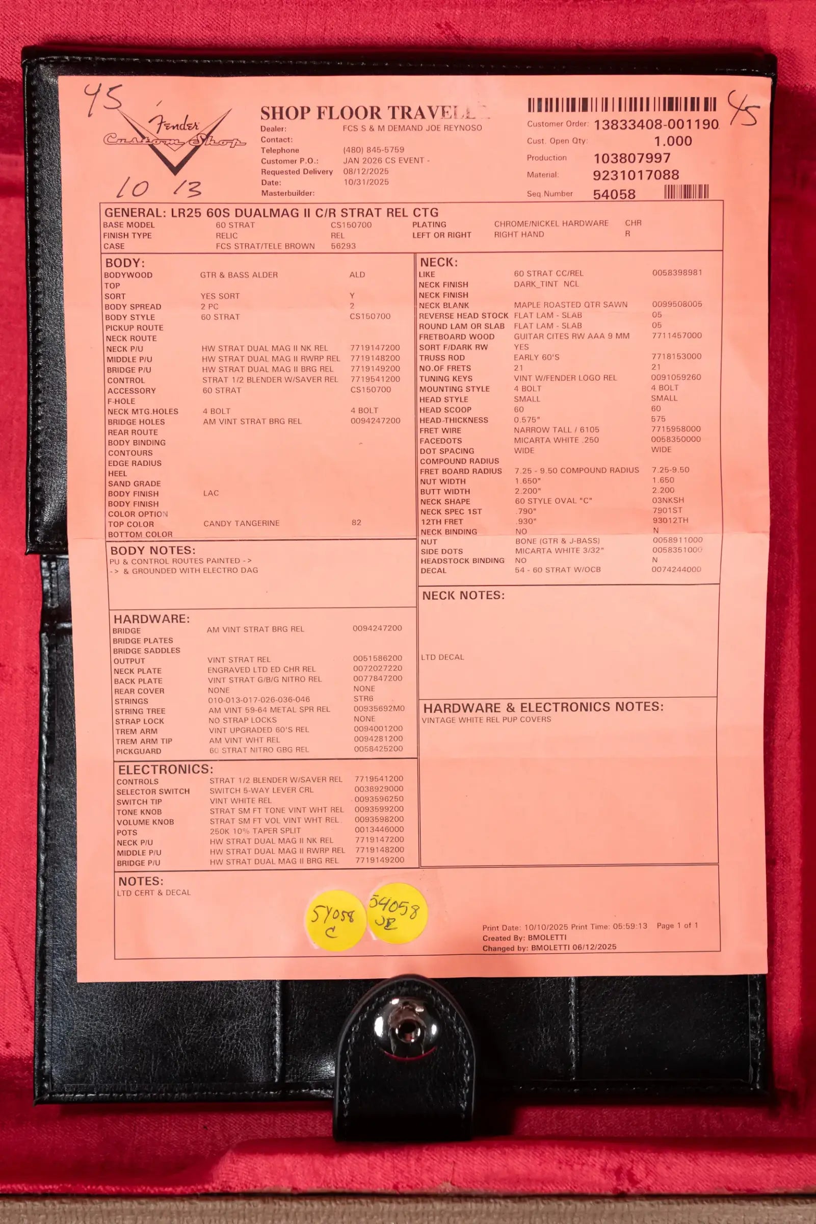 Fender Custom Shop 2026 NAMM #109 Limited Edition 60s Dualmag II Compound Radius Stratocaster Relic Electric Guitar - Candy Tangerine with Hardshell Case