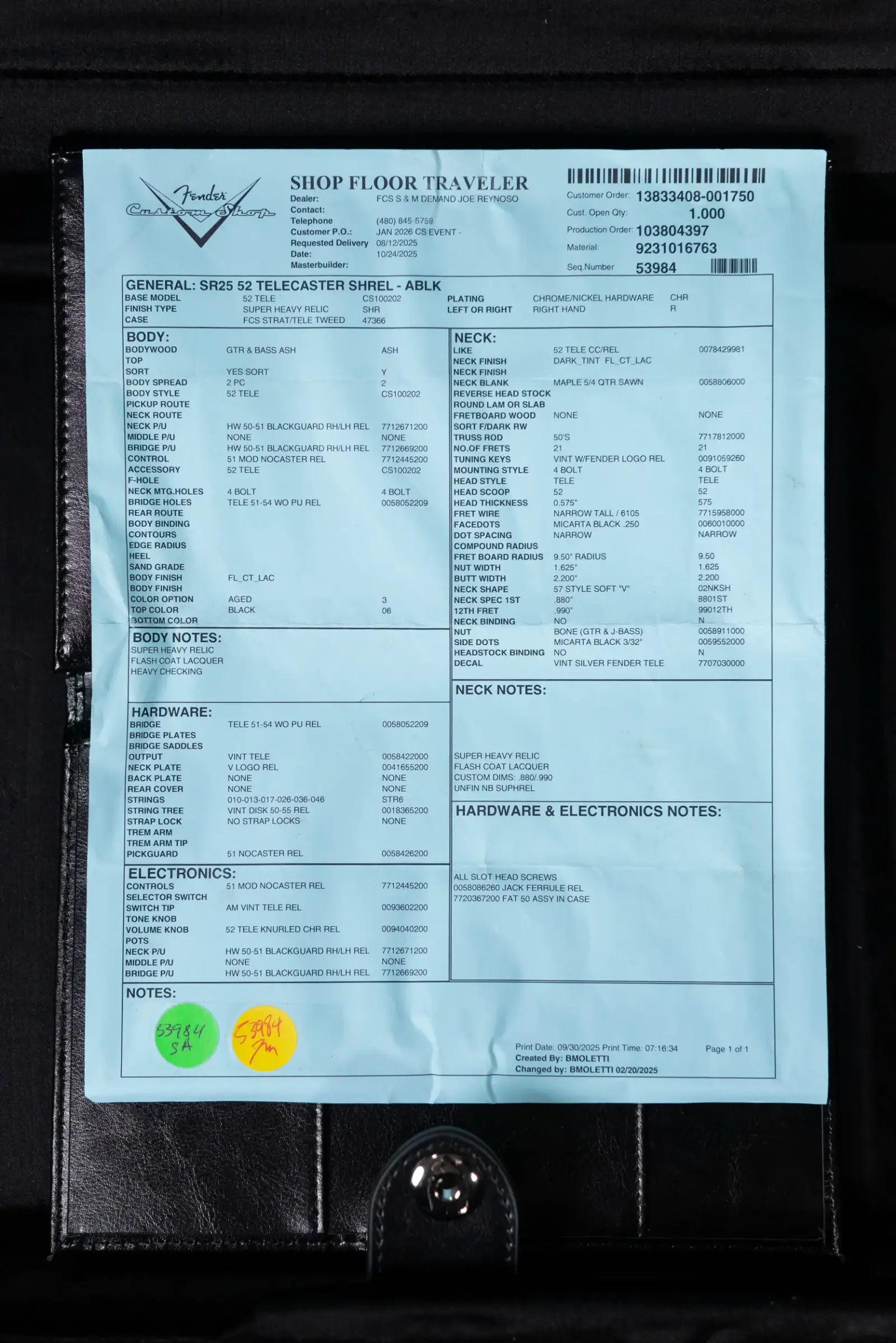 Fender Custom Shop 2026 NAMM #292 Special Edition 1952 Telecaster Super Heavy Relic Electric Guitar - Aged Black with Hardshell Case