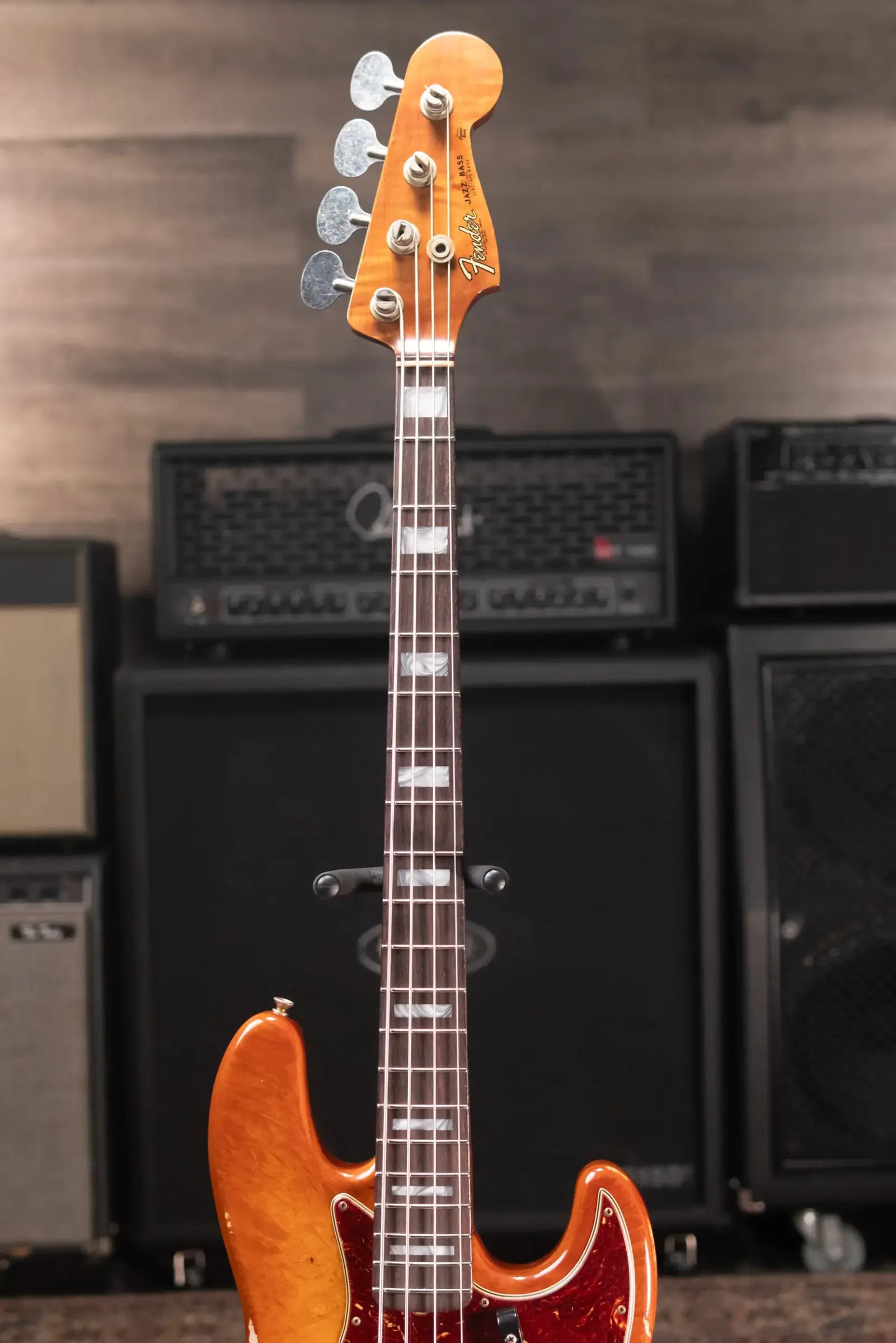 Fender Custom Shop Artisan Maple Burl Relic Jazz Bass - Honey Burst with Hardshell Case