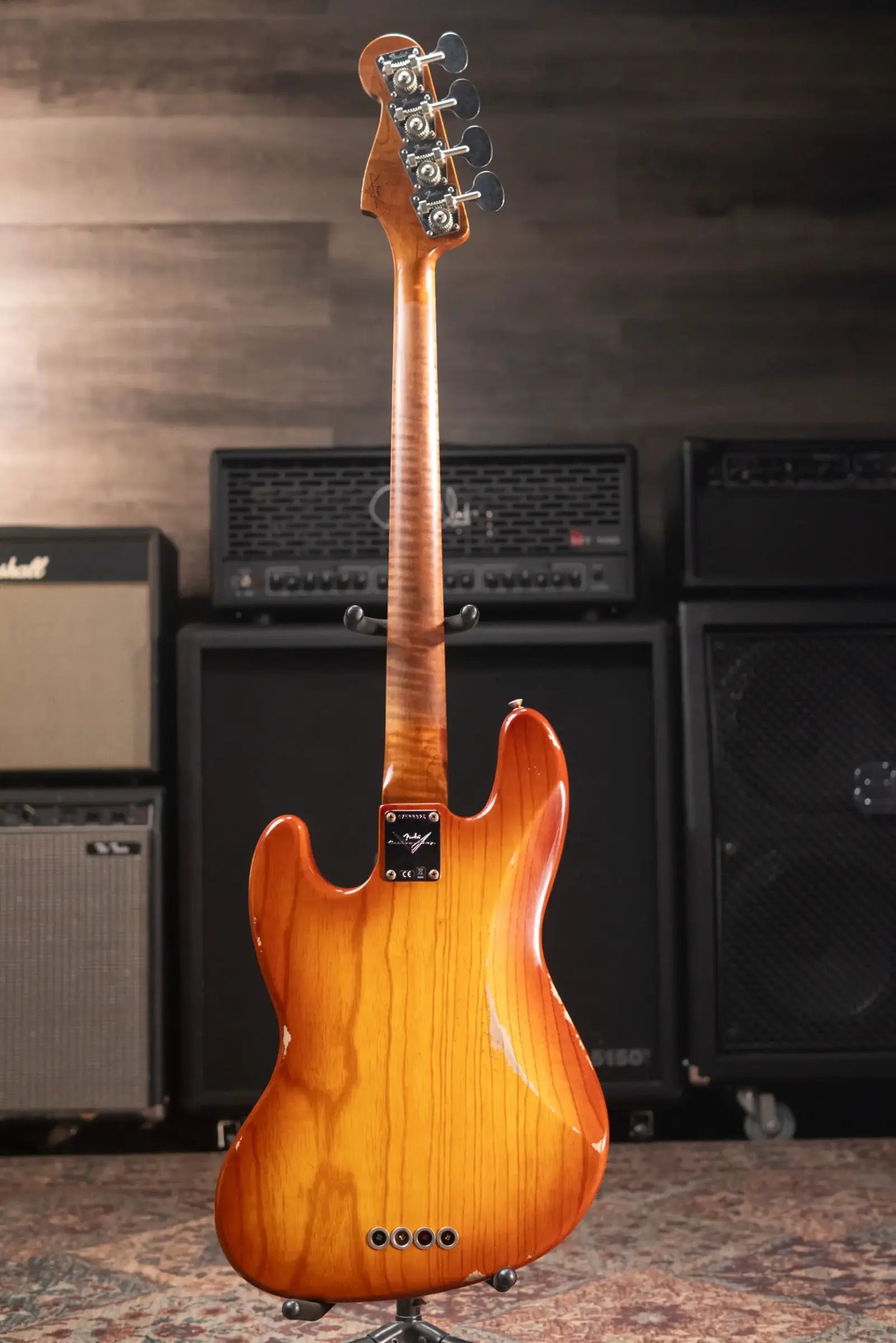 Fender Custom Shop Artisan Maple Burl Relic Jazz Bass - Honey Burst with Hardshell Case