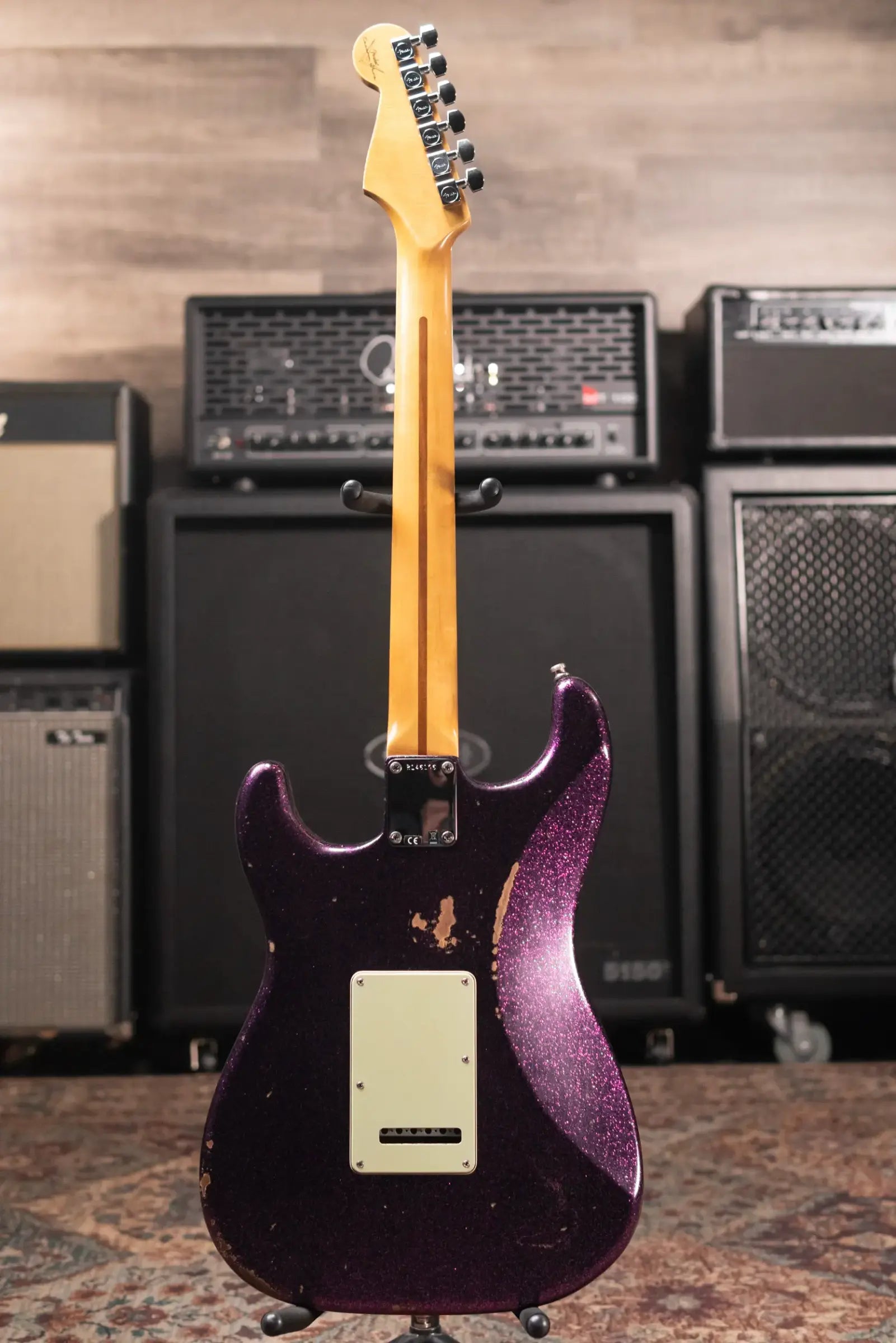 Fender Custom Shop Custom Deluxe HB S-1 Strat Relic Electric Guitar - Magenta Sparkle with Closet Classic Hardware and Hardshell Case