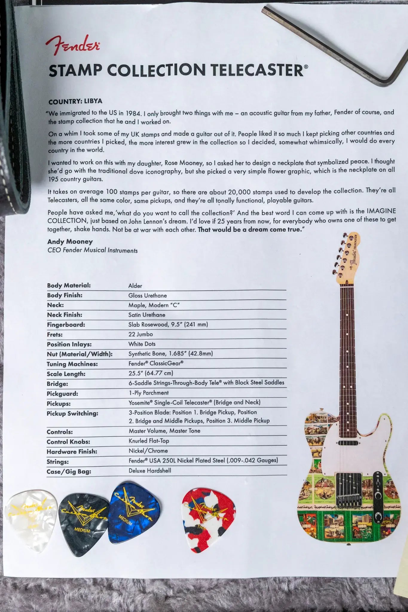 Fender Custom Shop "Imagine" World Stamp Collection Telecaster, Libya w/ Hardshell Case