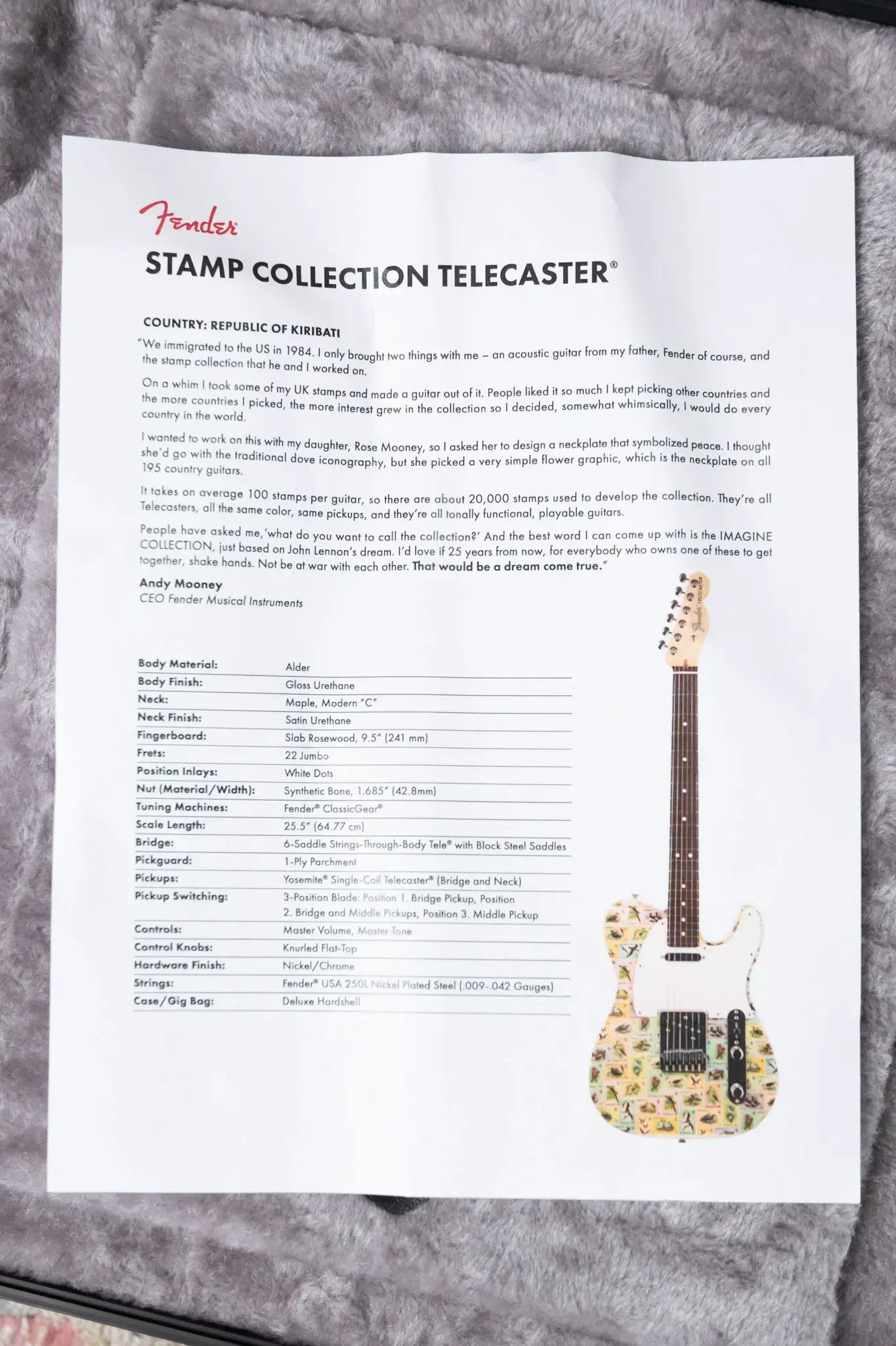 Fender Custom Shop "Imagine" World Stamp Collection Telecaster, Republic of Kiribati w/ Hardshell Case