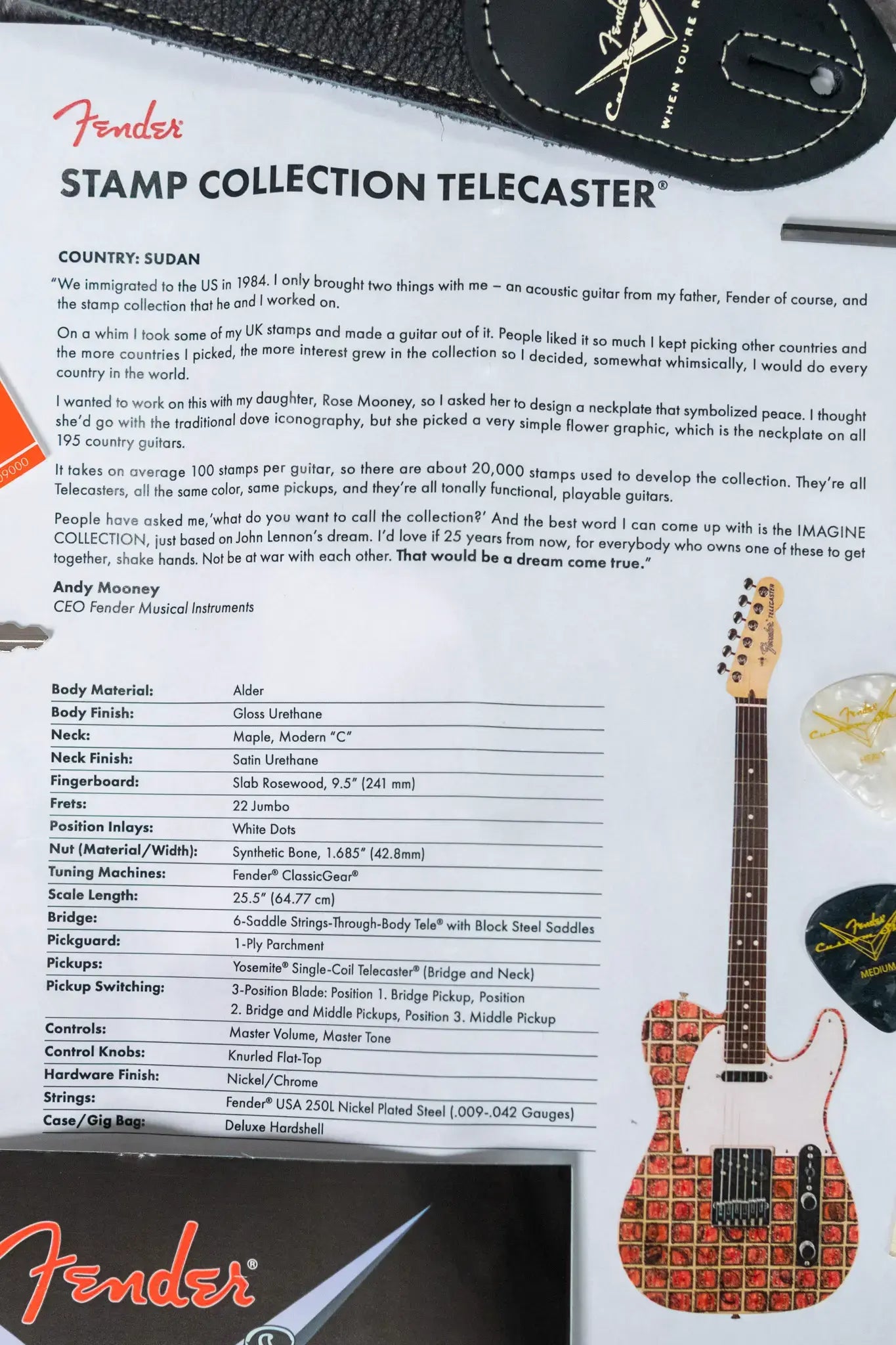 Fender Custom Shop "Imagine" World Stamp Collection Telecaster, Sudan w/ Hardshell Case