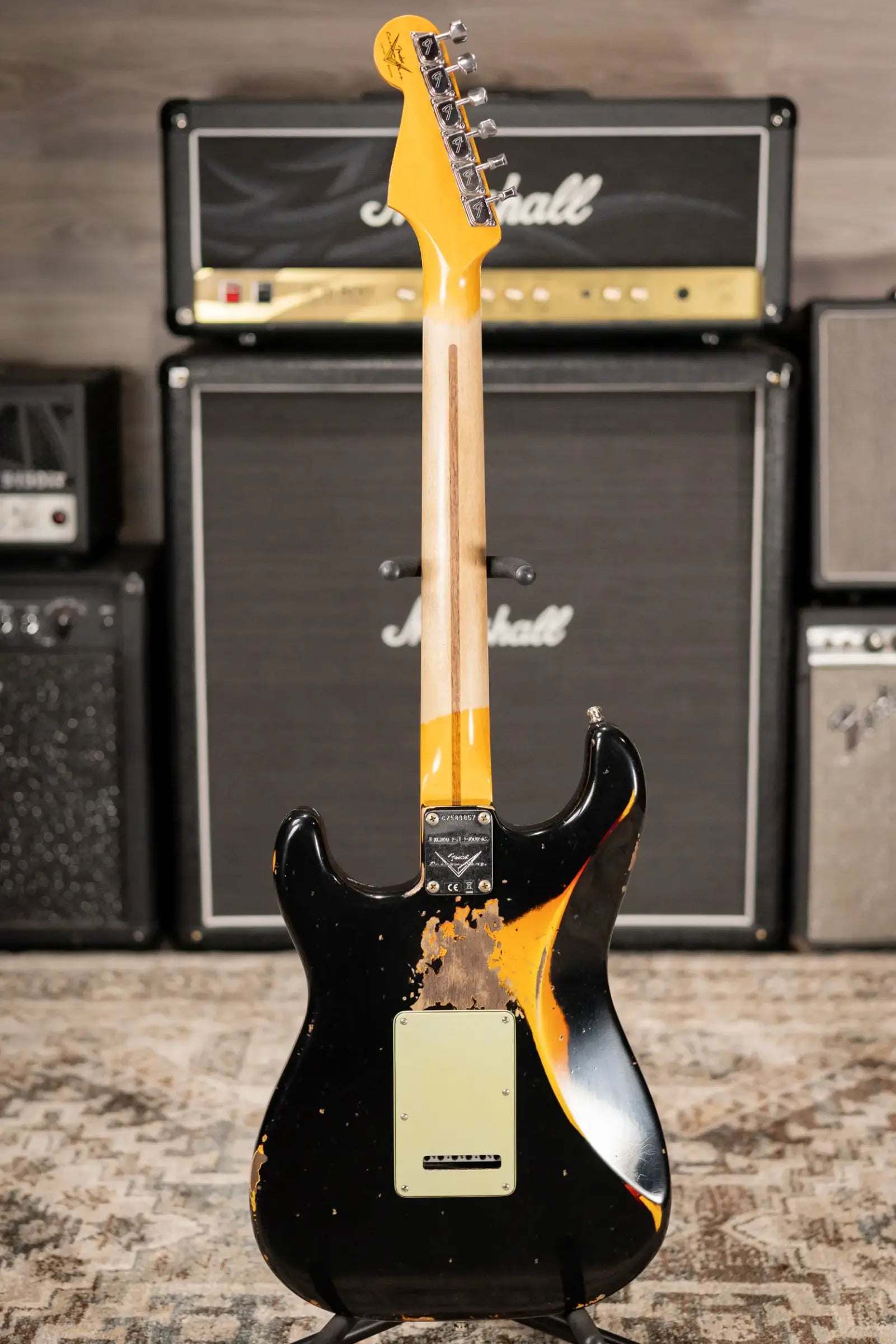 Fender Custom Shop LR25-CUST DLX HBS-1 Heavy Relic Stratocaster Electric Guitar - Black over 3-Tone Sunburst with Hardshell Case