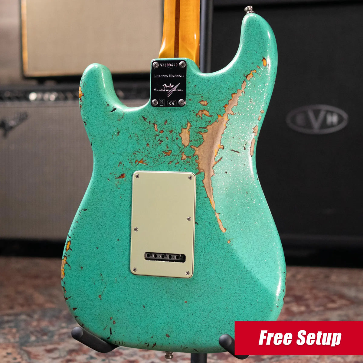 Fender Custom Shop LR25-Custom Deluxe HBS-1 Stratocaster Heavy Relic Electric Guitar - Seafoam Green Sparkle/3-Color Sunburst with Hardshell Case